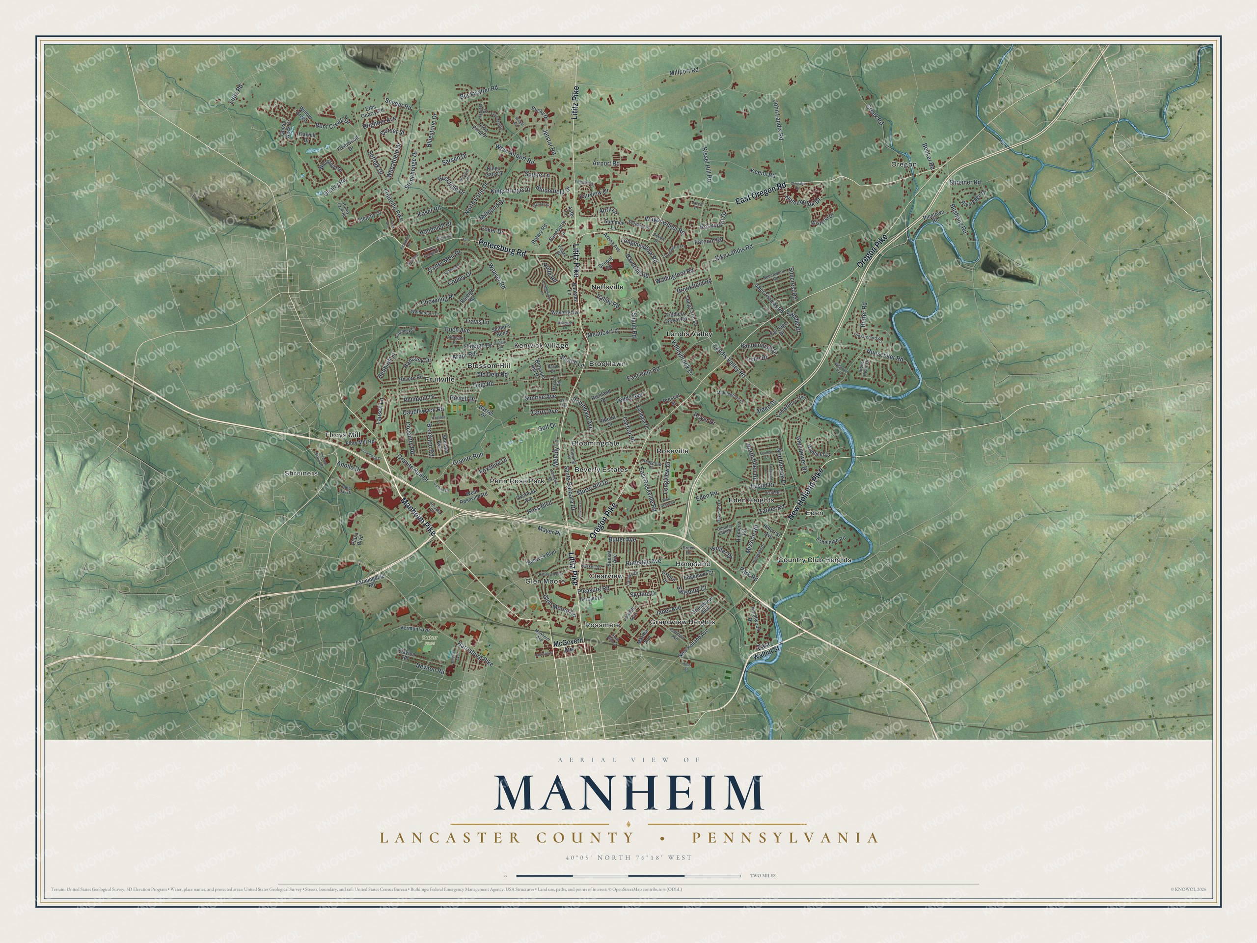 Watermarked full-map preview of Manheim, Pennsylvania