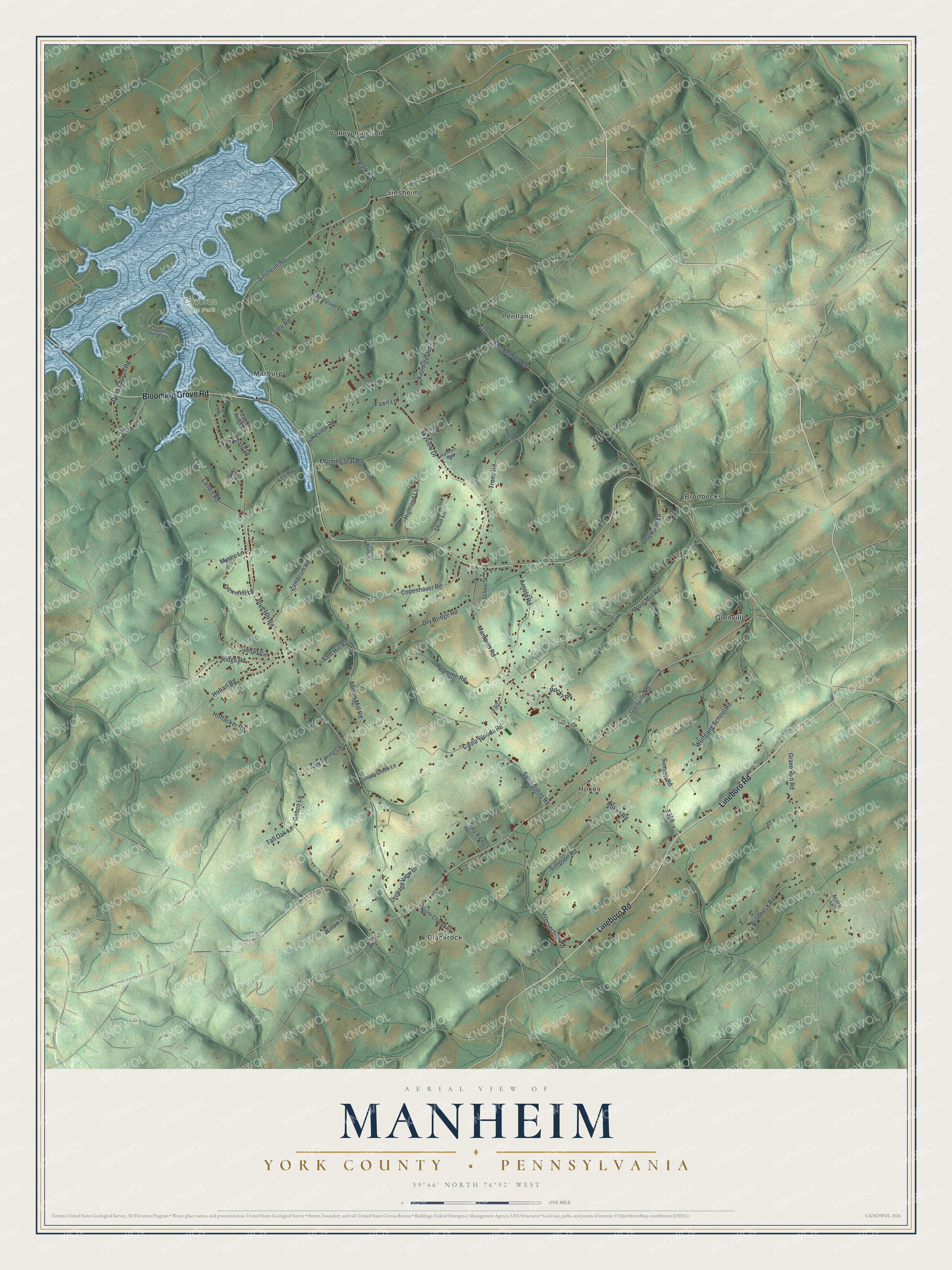 Watermarked full-map preview of Manheim, Pennsylvania