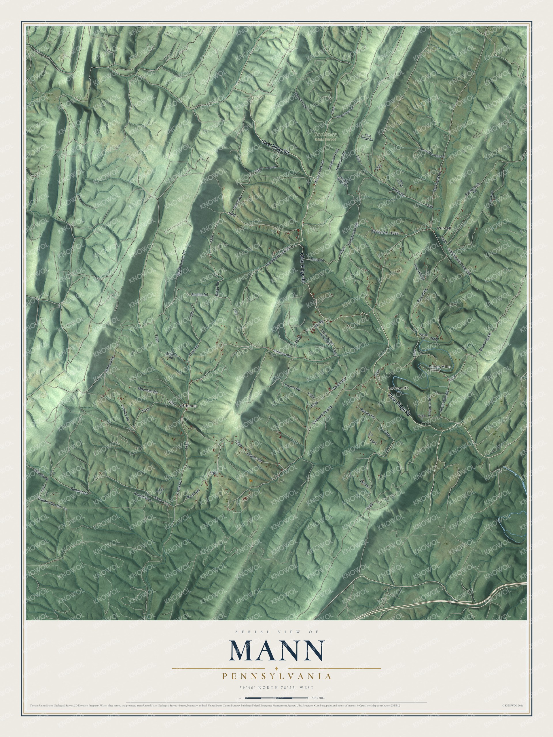 Watermarked full-map preview of Mann, Pennsylvania