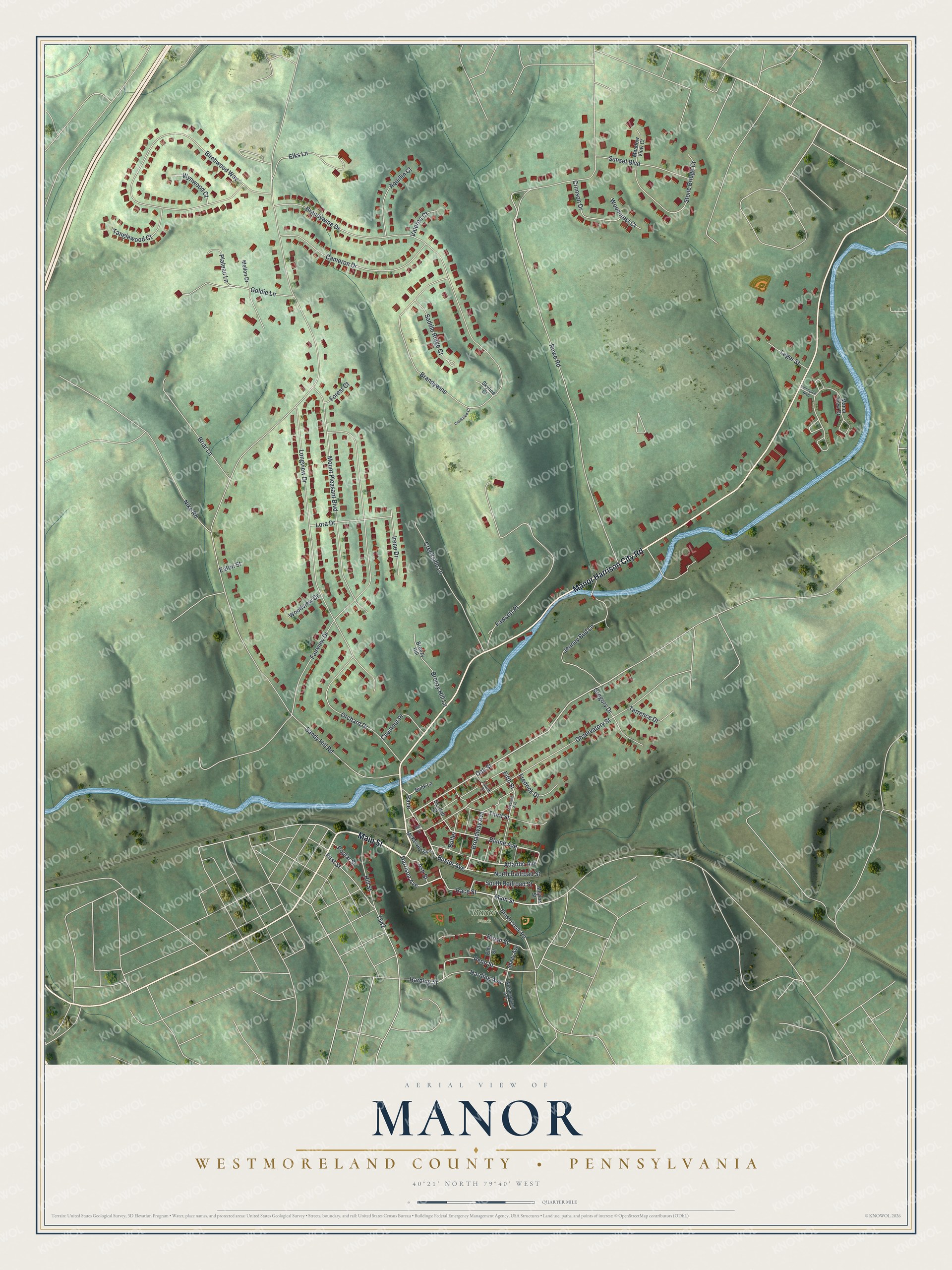 Watermarked full-map preview of Manor, Pennsylvania