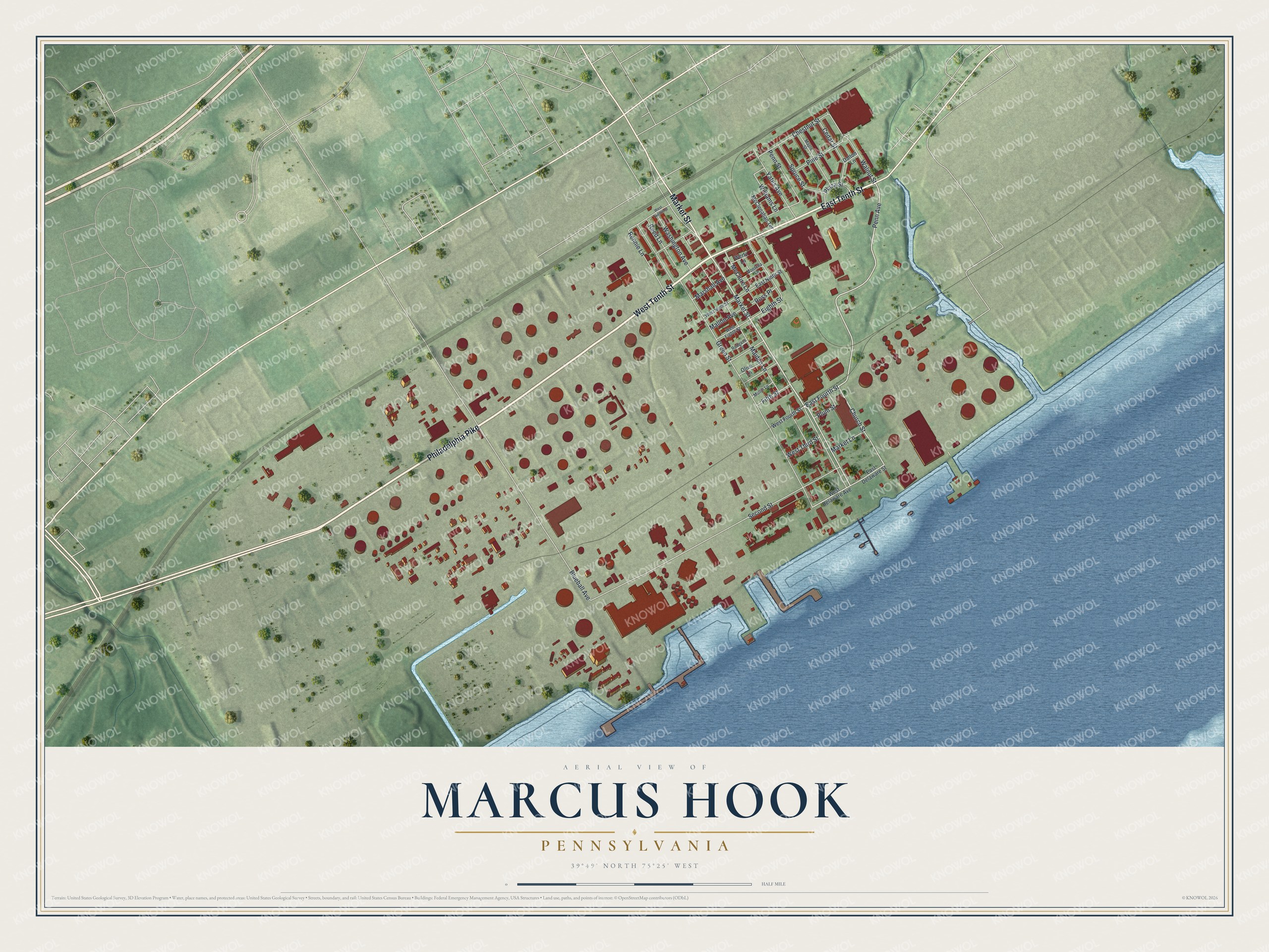 Watermarked full-map preview of Marcus Hook, Pennsylvania