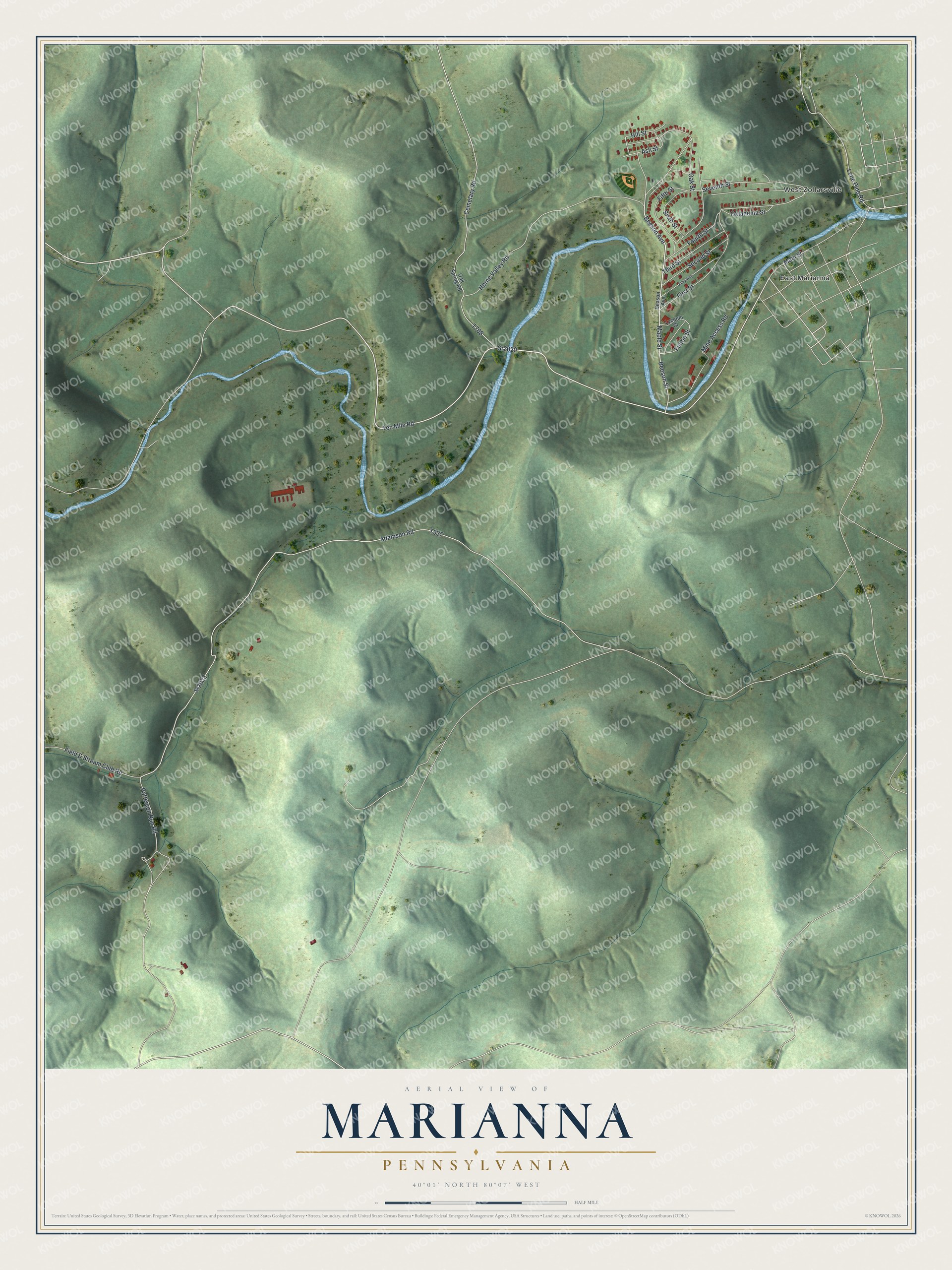 Watermarked full-map preview of Marianna, Pennsylvania