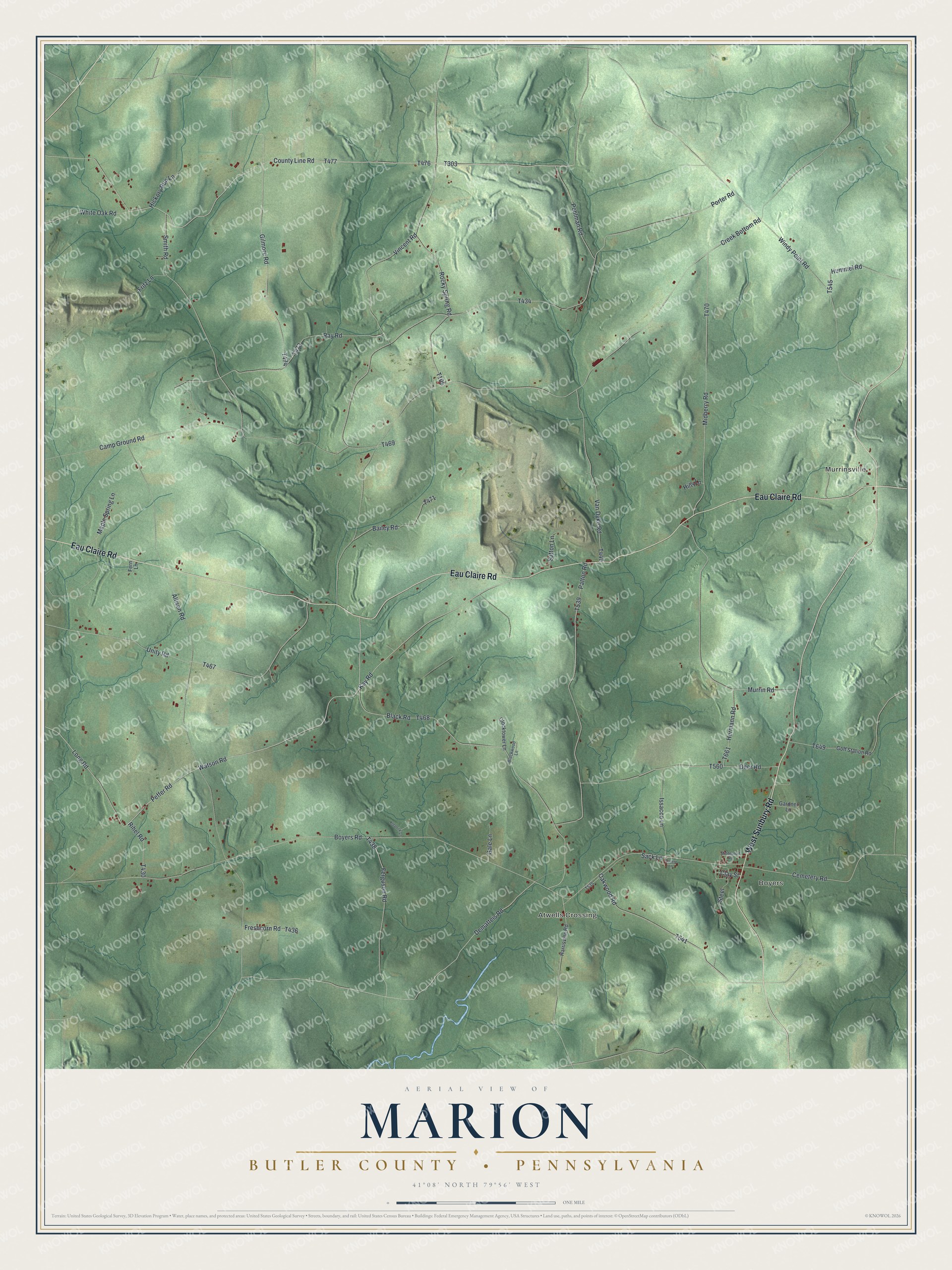 Watermarked full-map preview of Marion, Pennsylvania