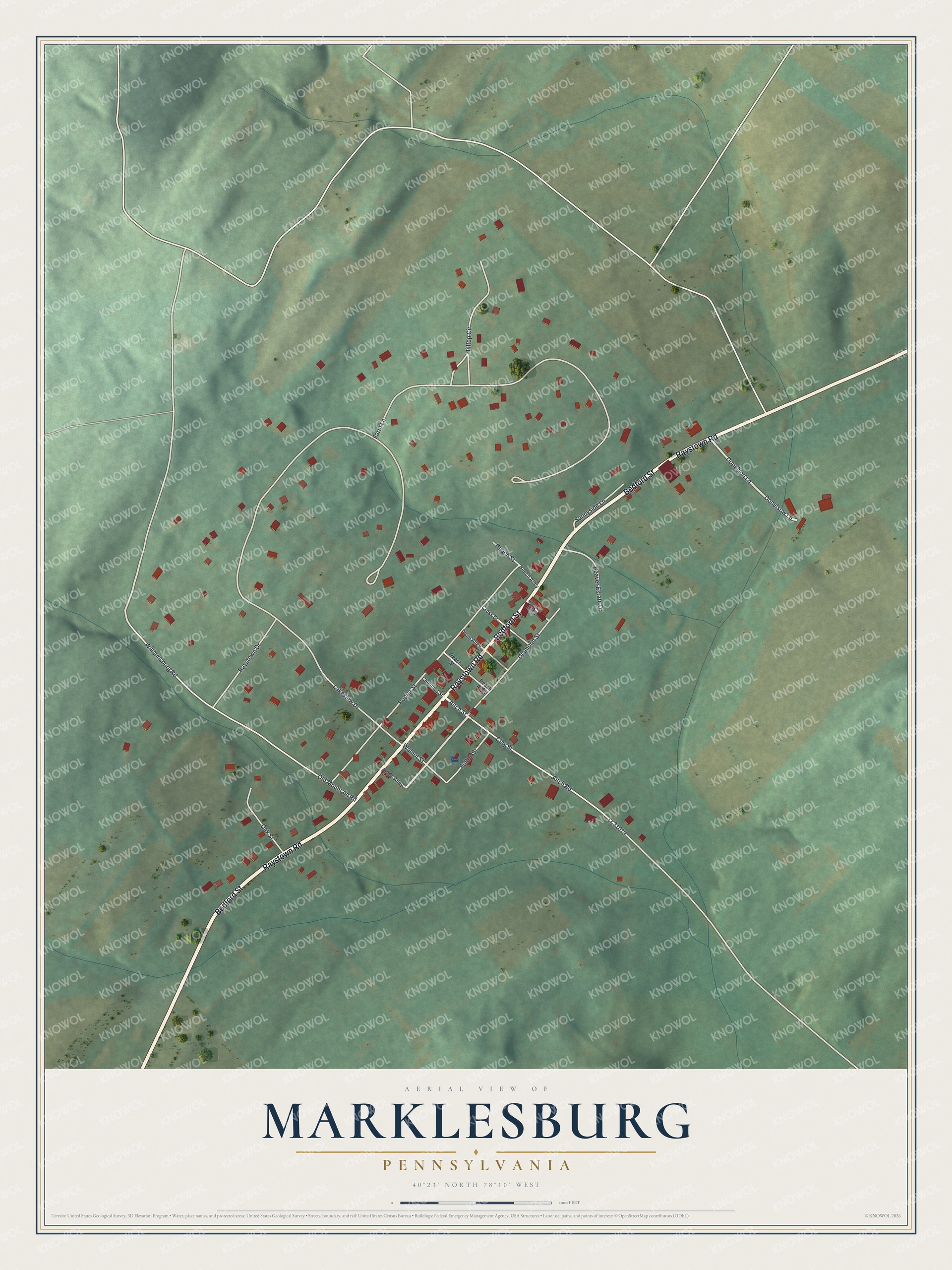 Watermarked full-map preview of Marklesburg, Pennsylvania