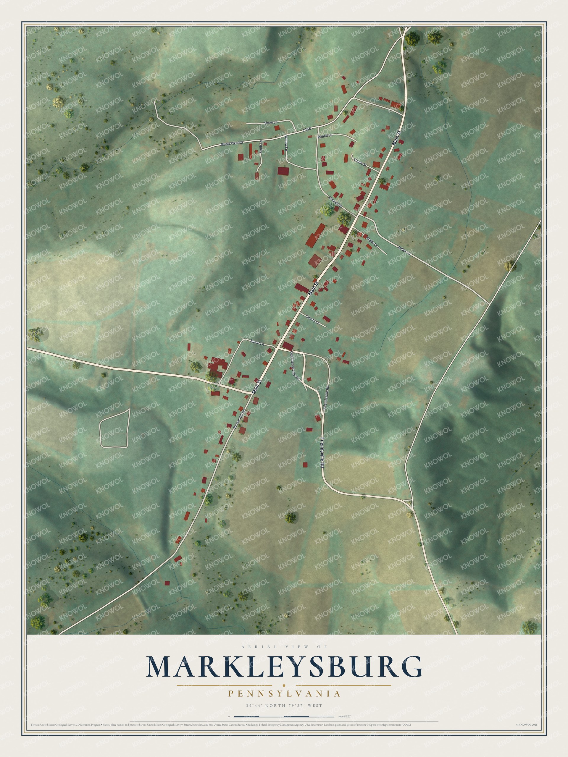 Watermarked full-map preview of Markleysburg, Pennsylvania