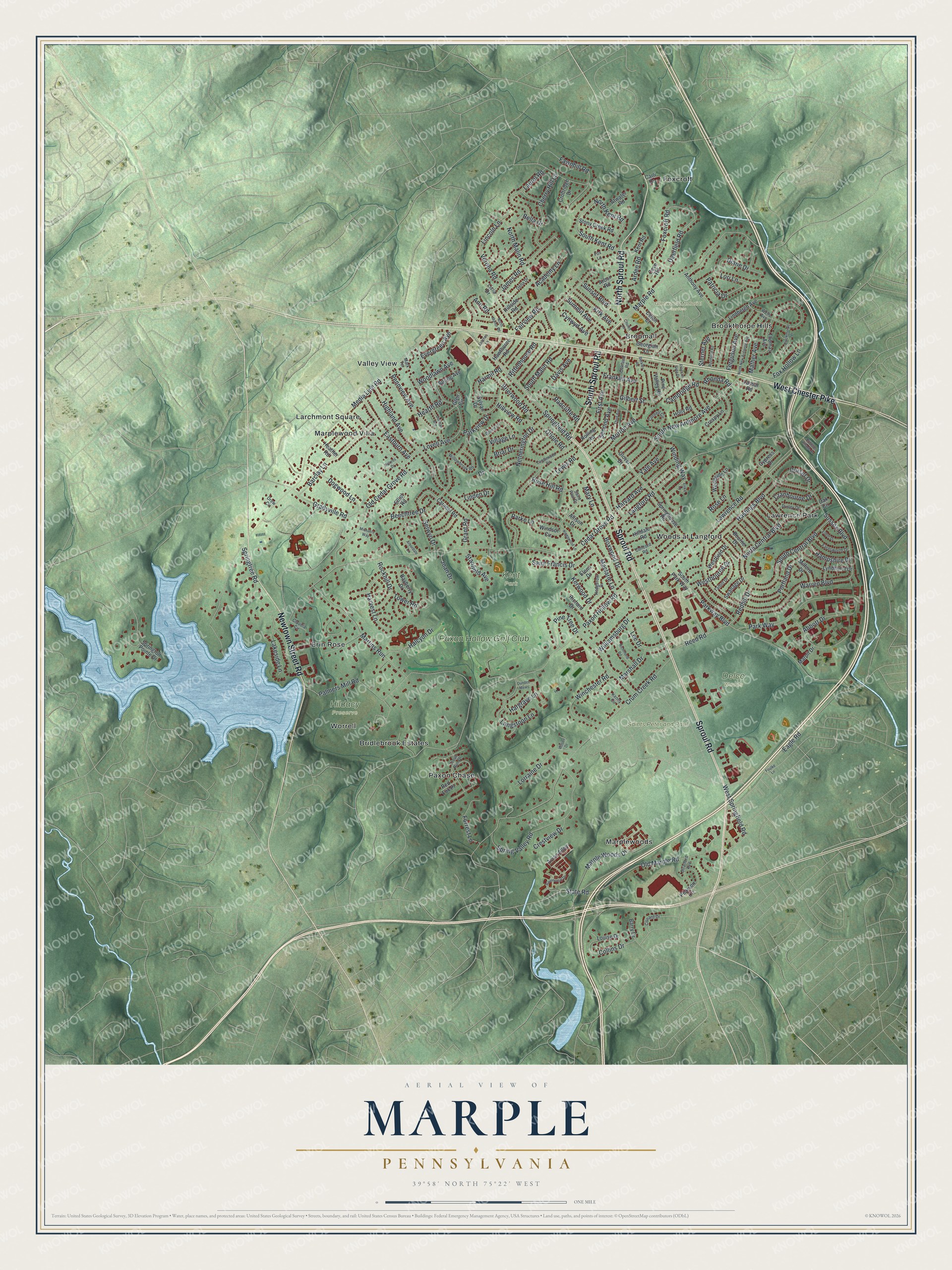 Watermarked full-map preview of Marple, Pennsylvania