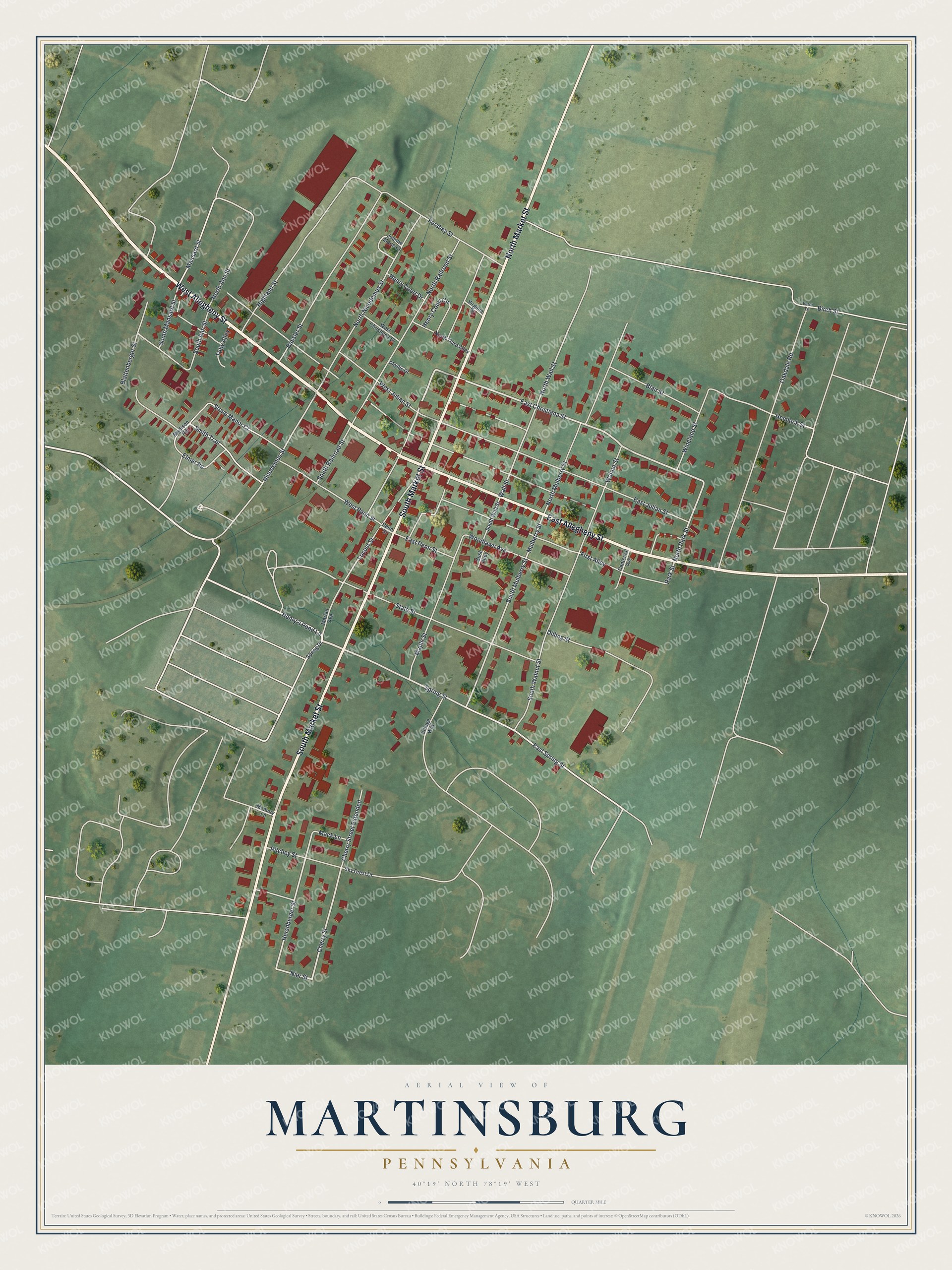 Watermarked full-map preview of Martinsburg, Pennsylvania