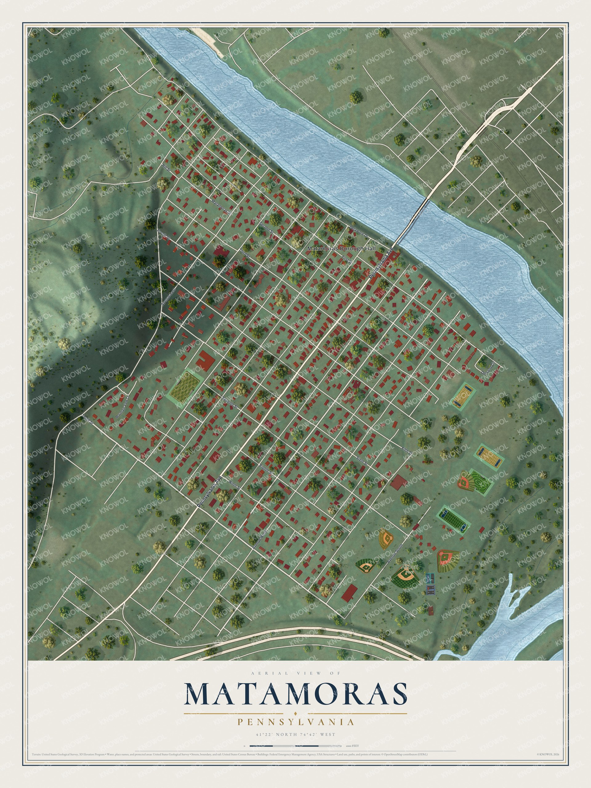 Watermarked full-map preview of Matamoras, Pennsylvania