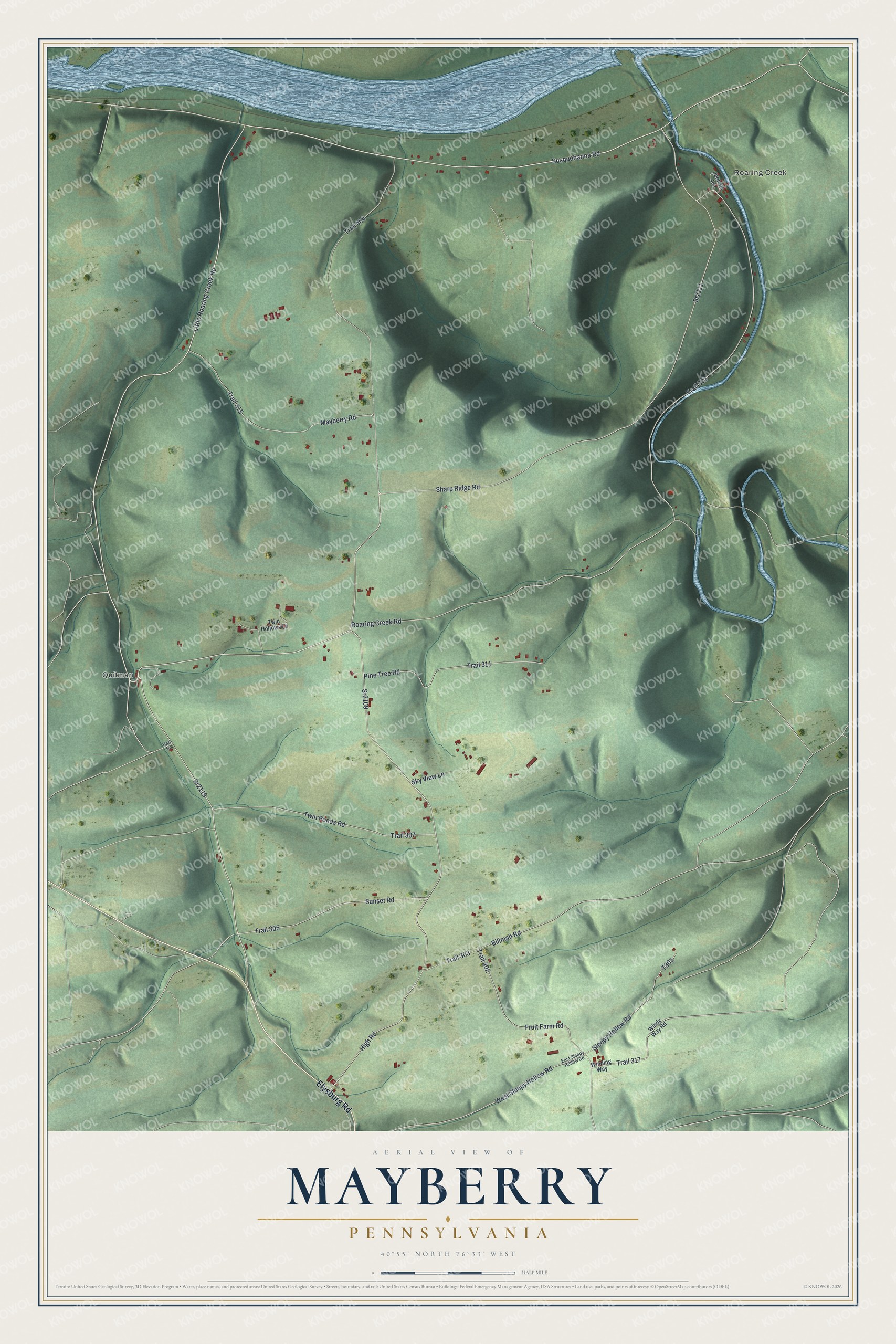 Watermarked full-map preview of Mayberry, Pennsylvania