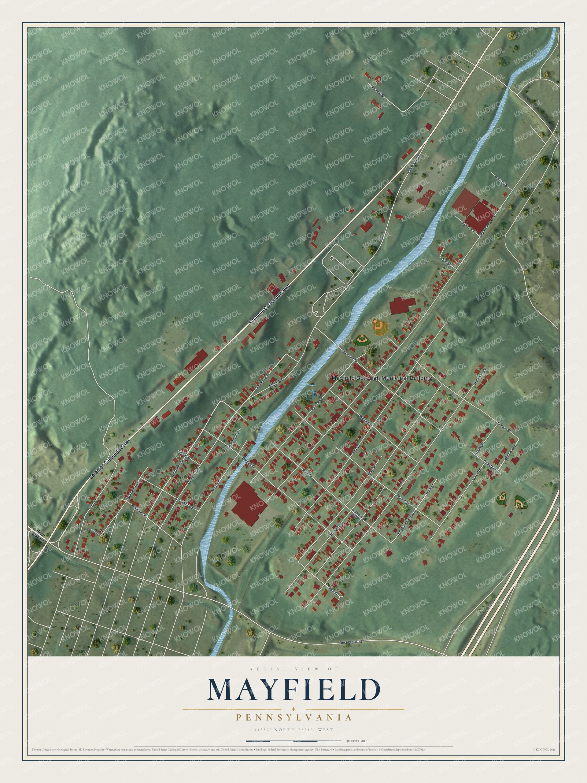 Watermarked full-map preview of Mayfield, Pennsylvania