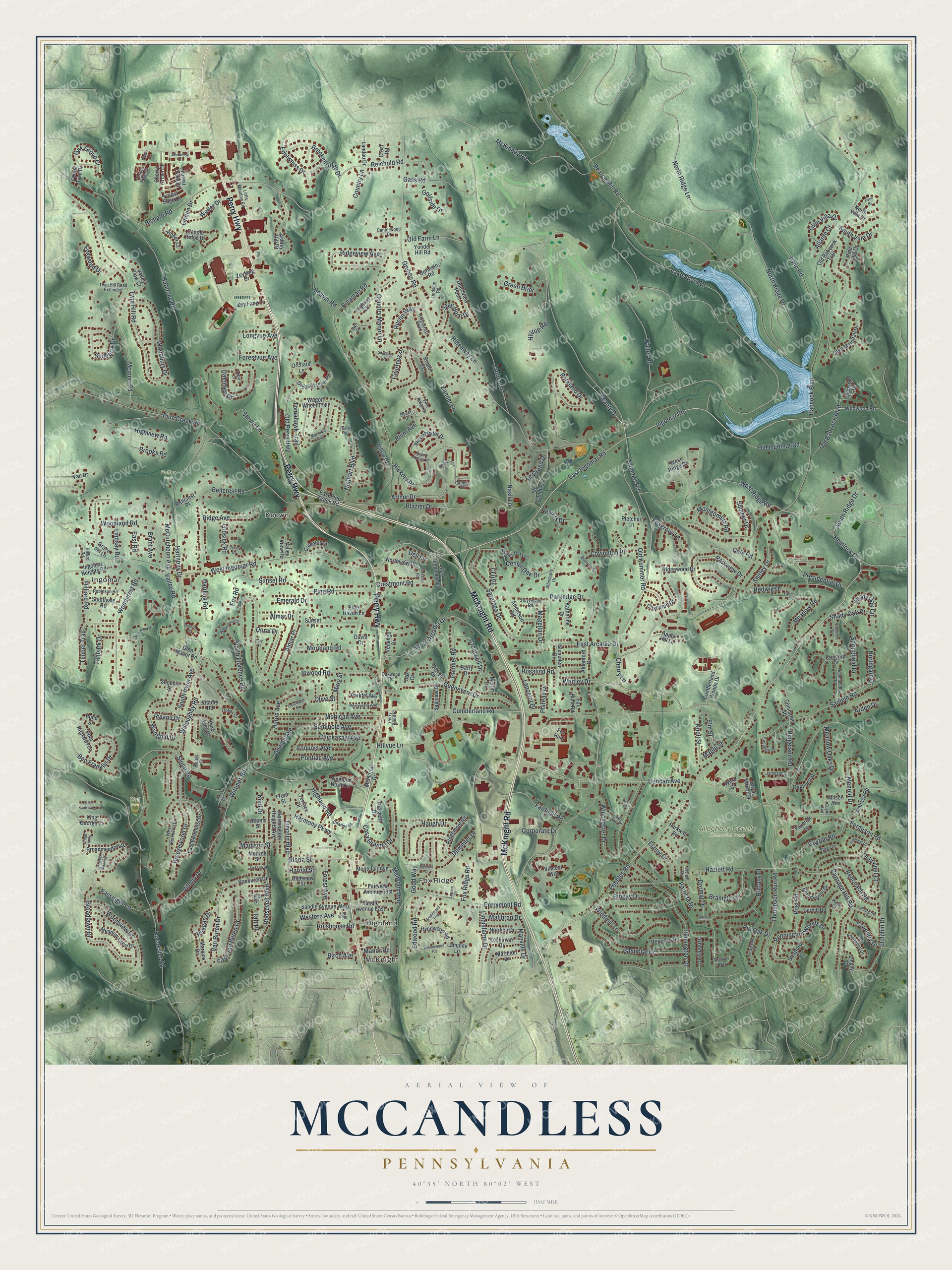 Watermarked full-map preview of McCandless, Pennsylvania