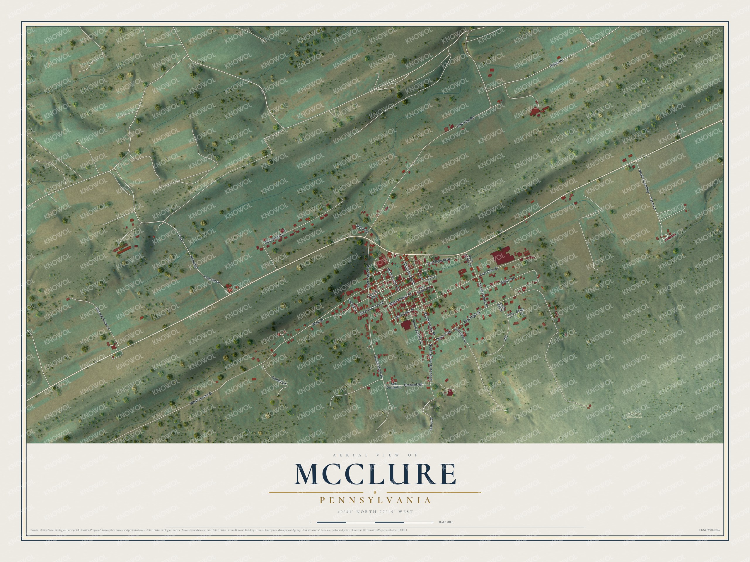 Watermarked full-map preview of McClure, Pennsylvania