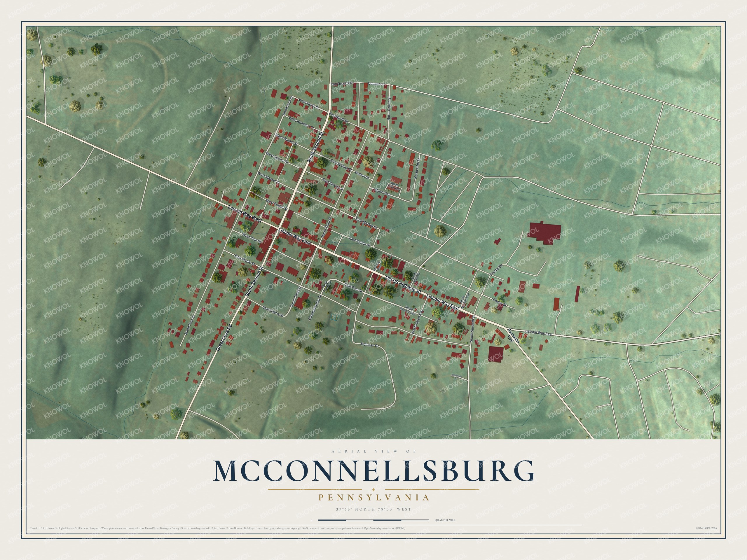 Watermarked full-map preview of McConnellsburg, Pennsylvania