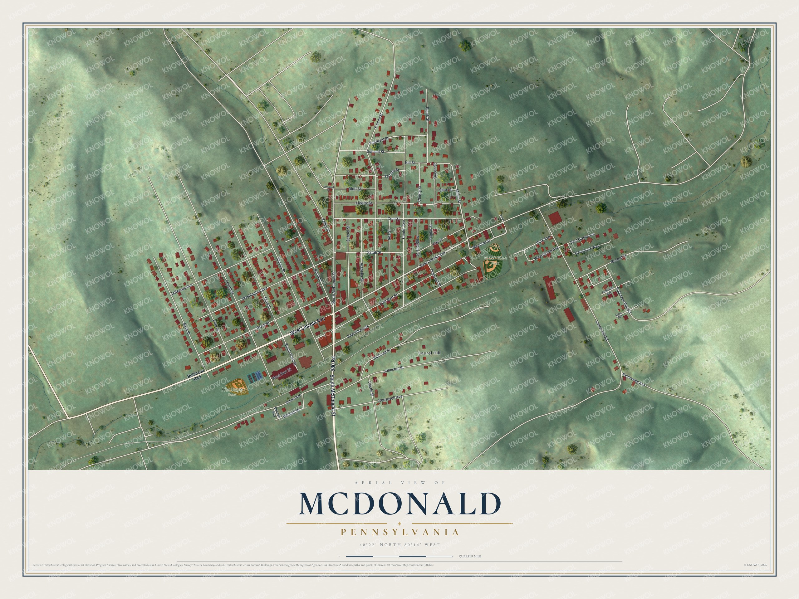 Watermarked full-map preview of McDonald, Pennsylvania