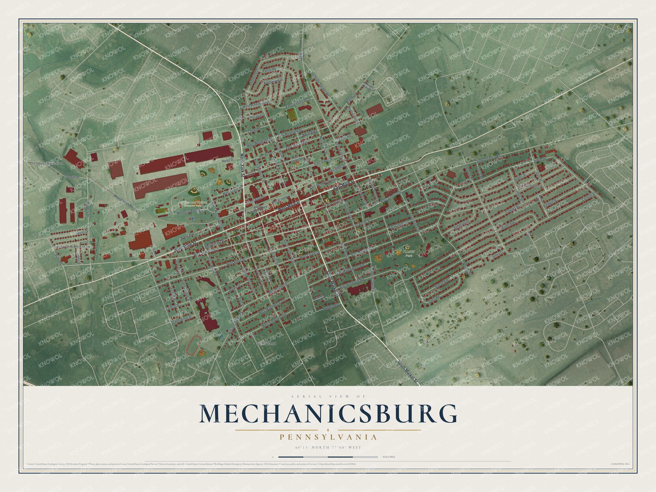 Watermarked full-map preview of Mechanicsburg, Pennsylvania