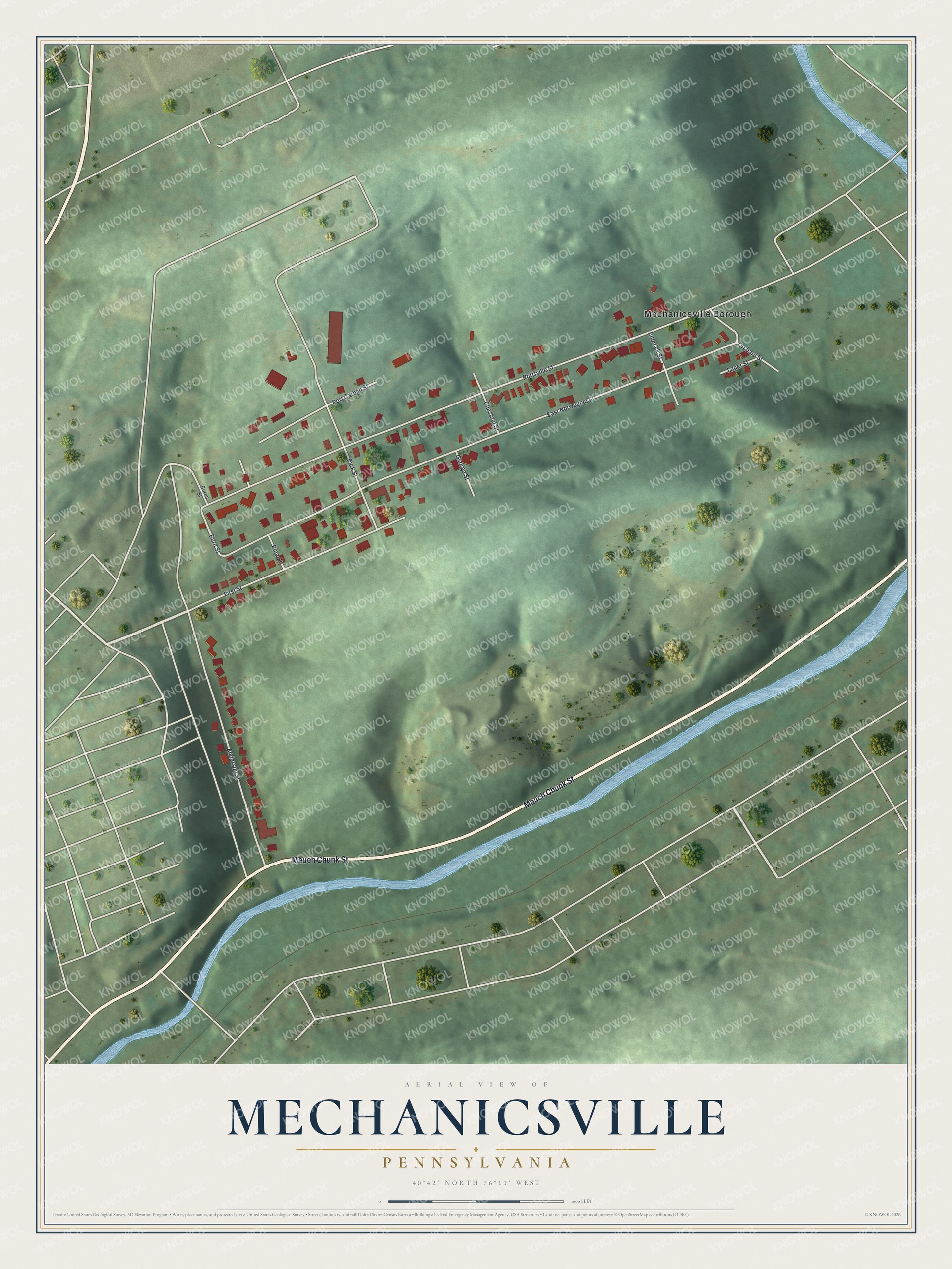 Watermarked full-map preview of Mechanicsville, Pennsylvania