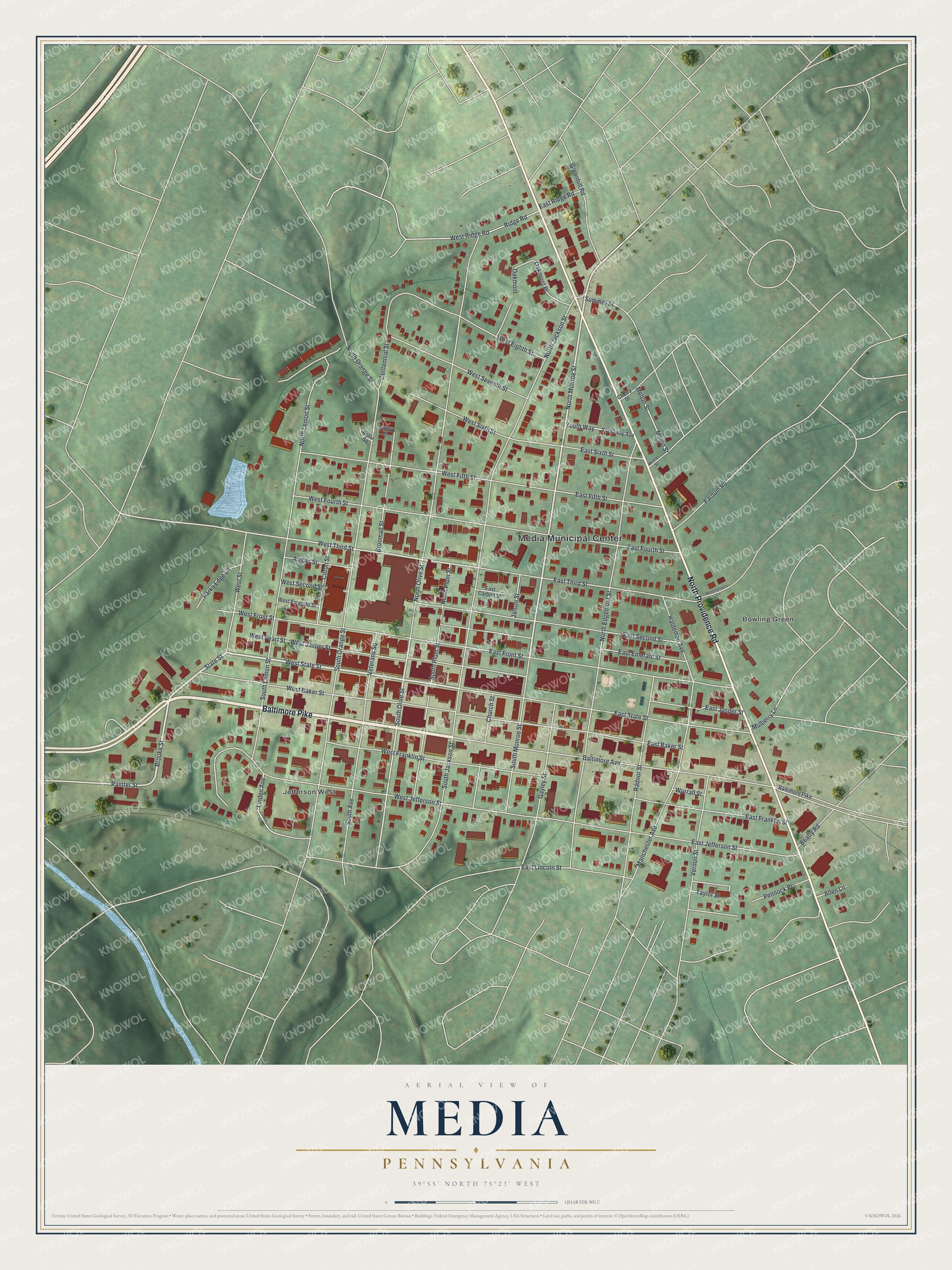 Watermarked full-map preview of Media, Pennsylvania