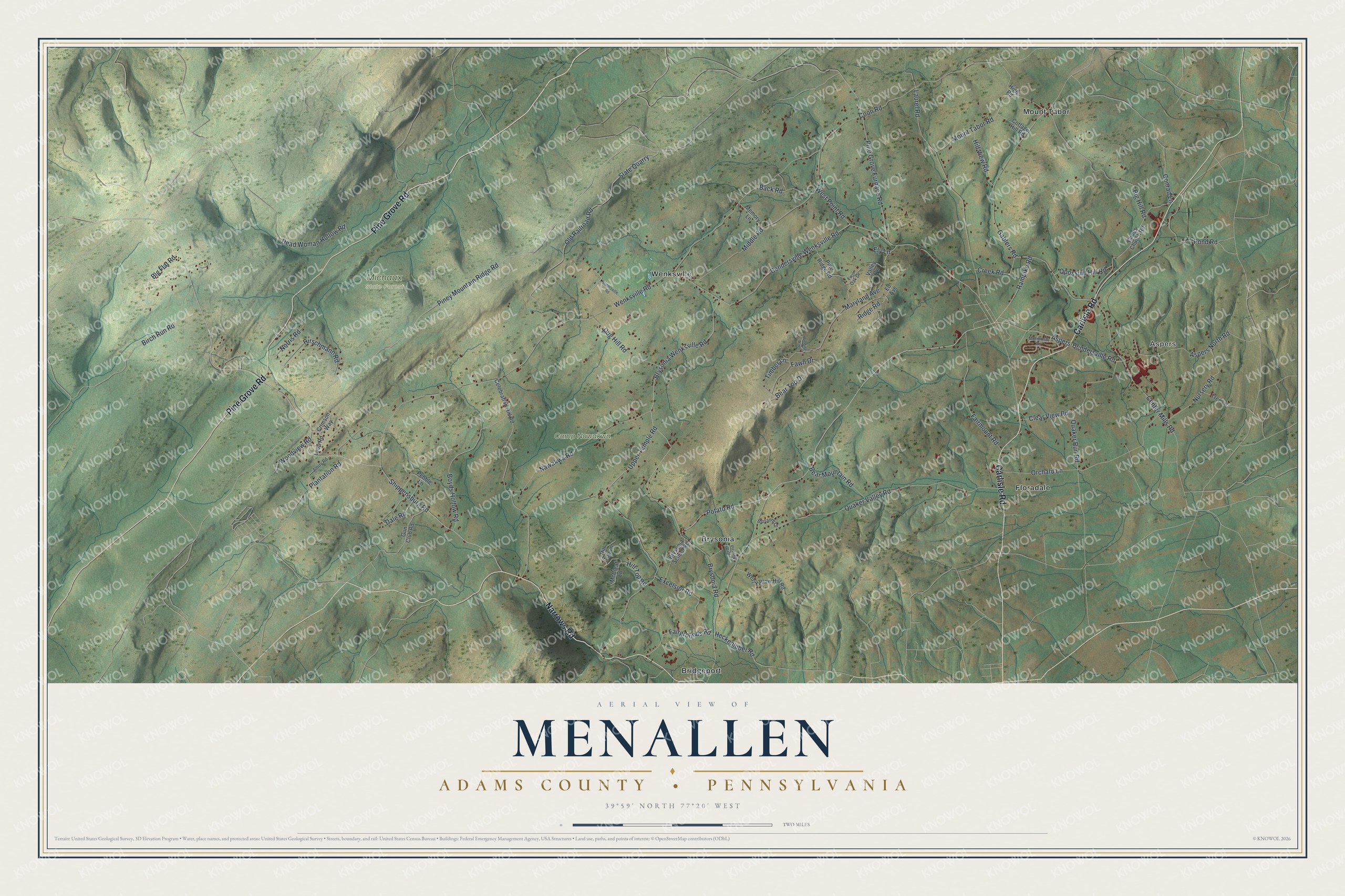 Watermarked full-map preview of Menallen, Pennsylvania