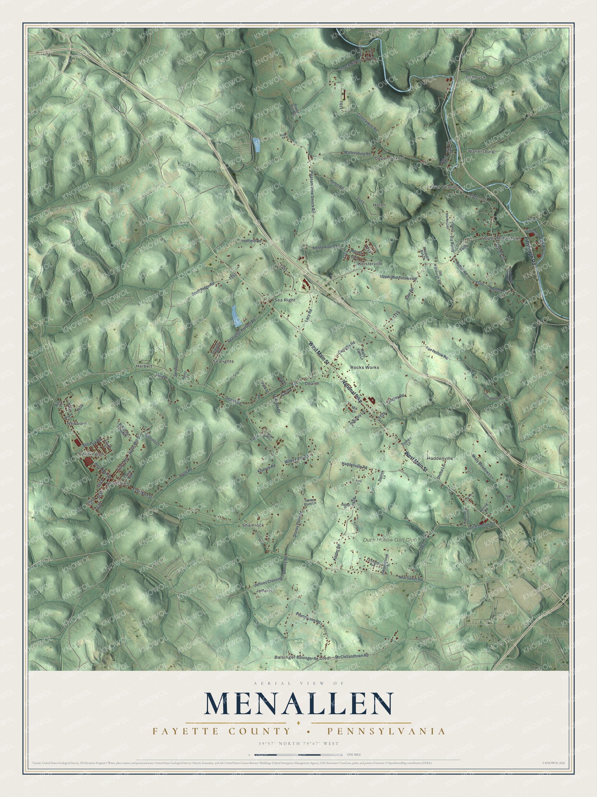 Watermarked full-map preview of Menallen, Pennsylvania