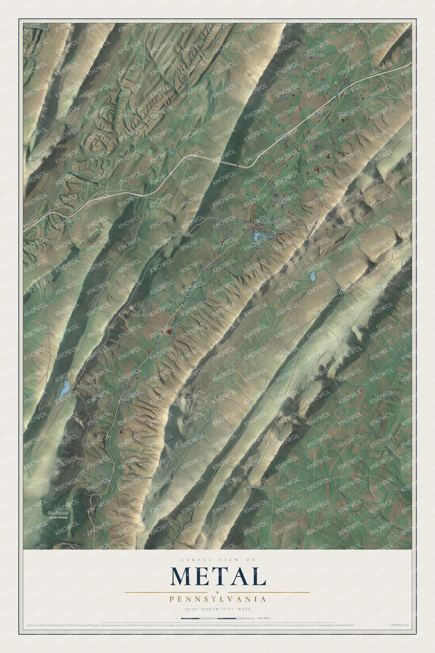 Watermarked full-map preview of Metal, Pennsylvania