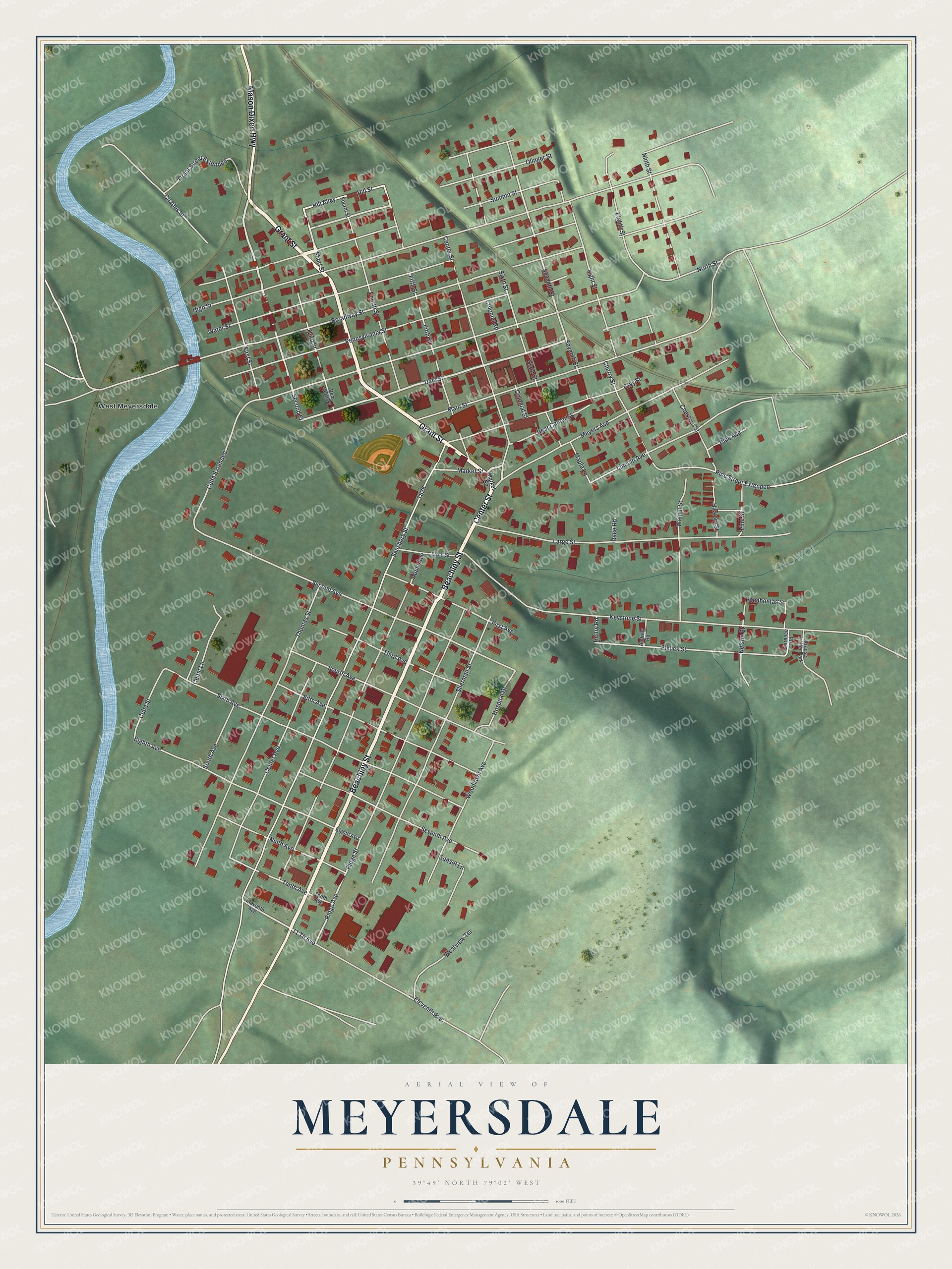 Watermarked full-map preview of Meyersdale, Pennsylvania