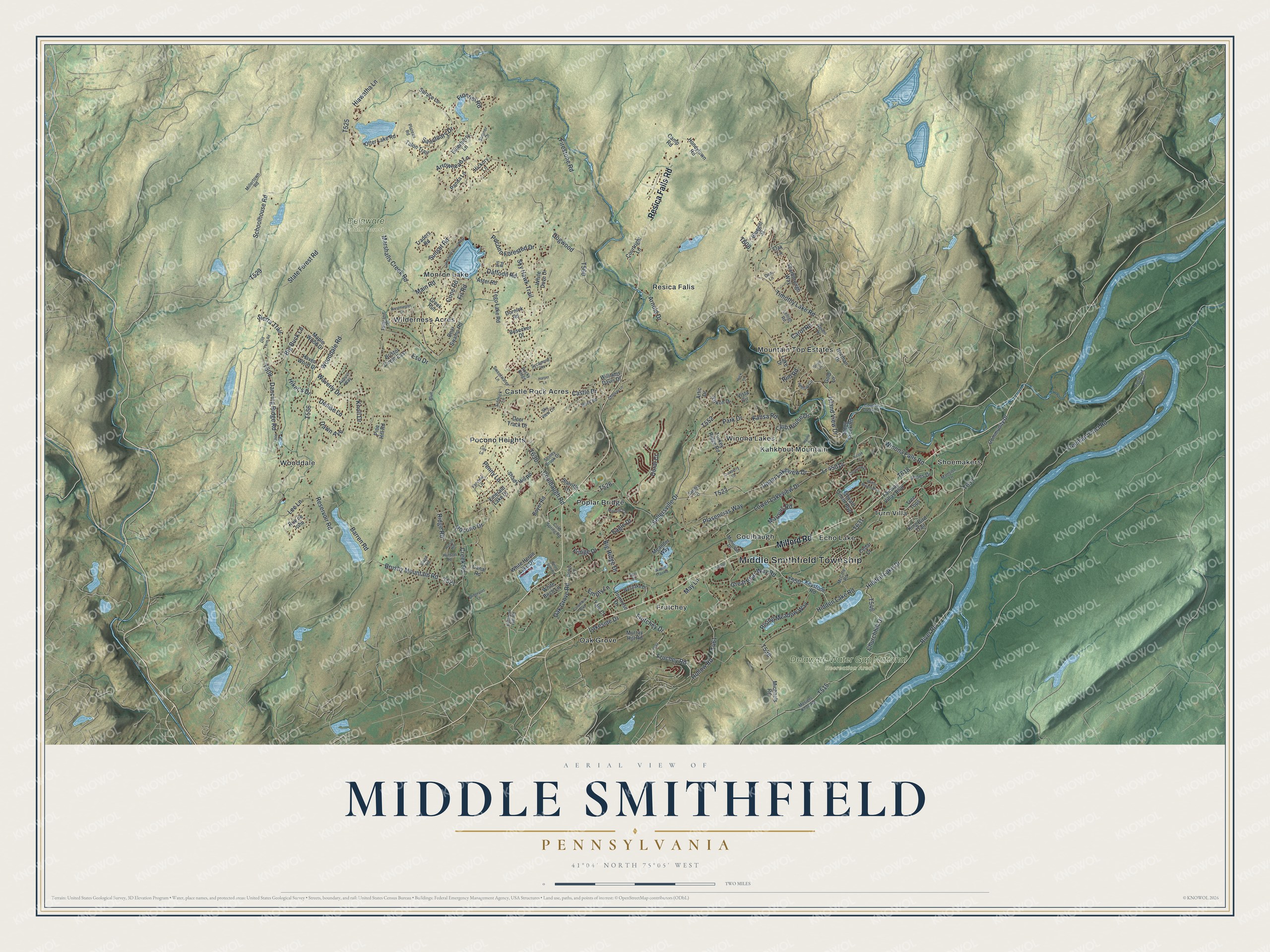 Watermarked full-map preview of Middle Smithfield, Pennsylvania