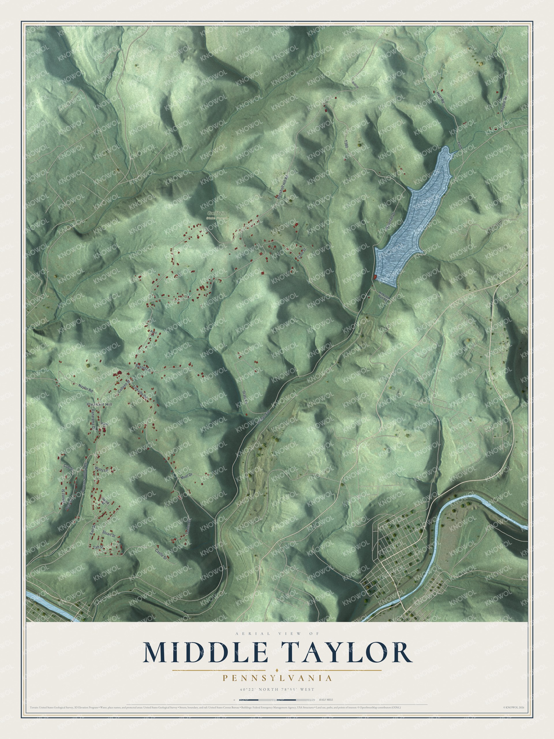 Watermarked full-map preview of Middle Taylor, Pennsylvania