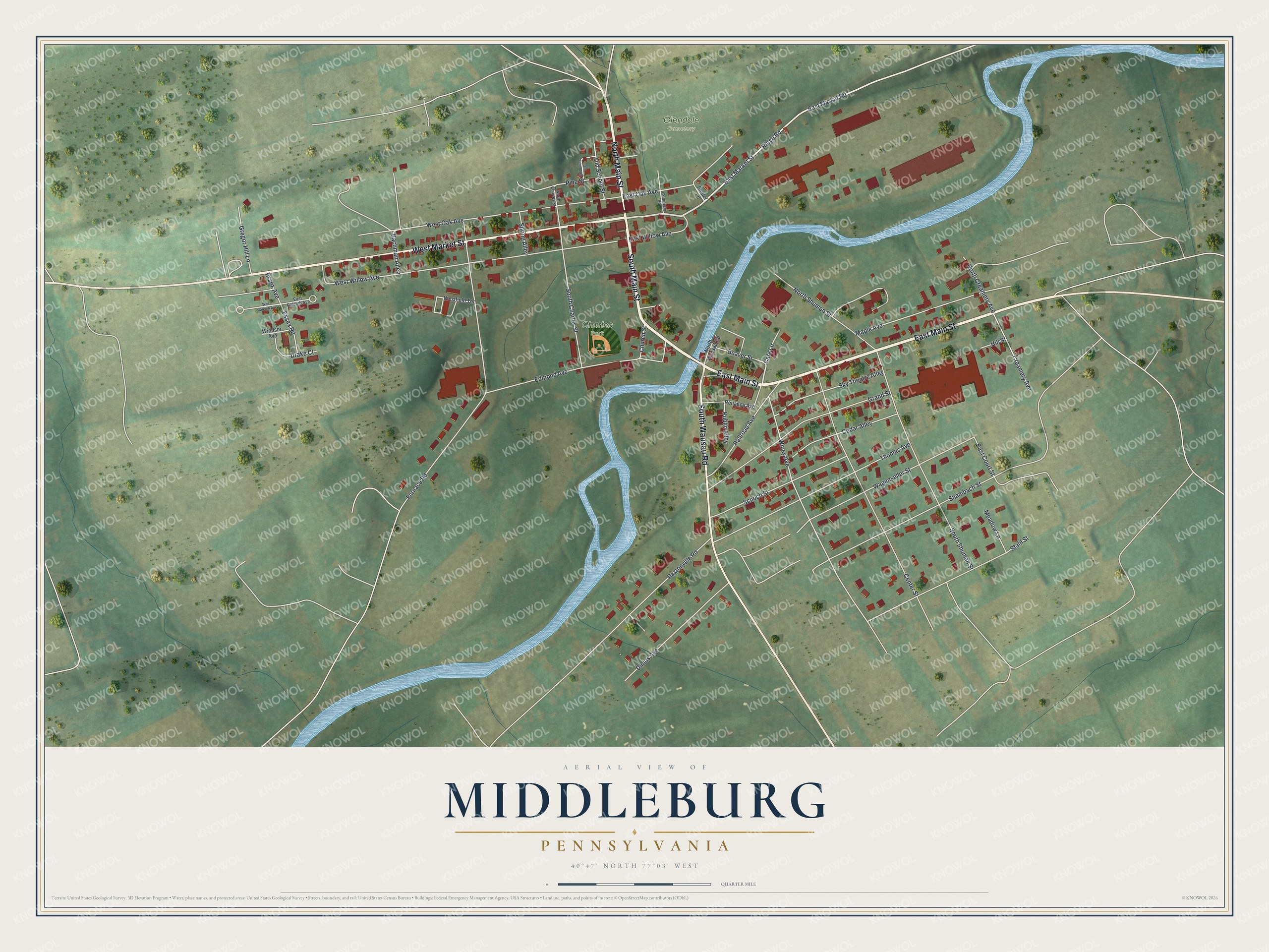 Watermarked full-map preview of Middleburg, Pennsylvania