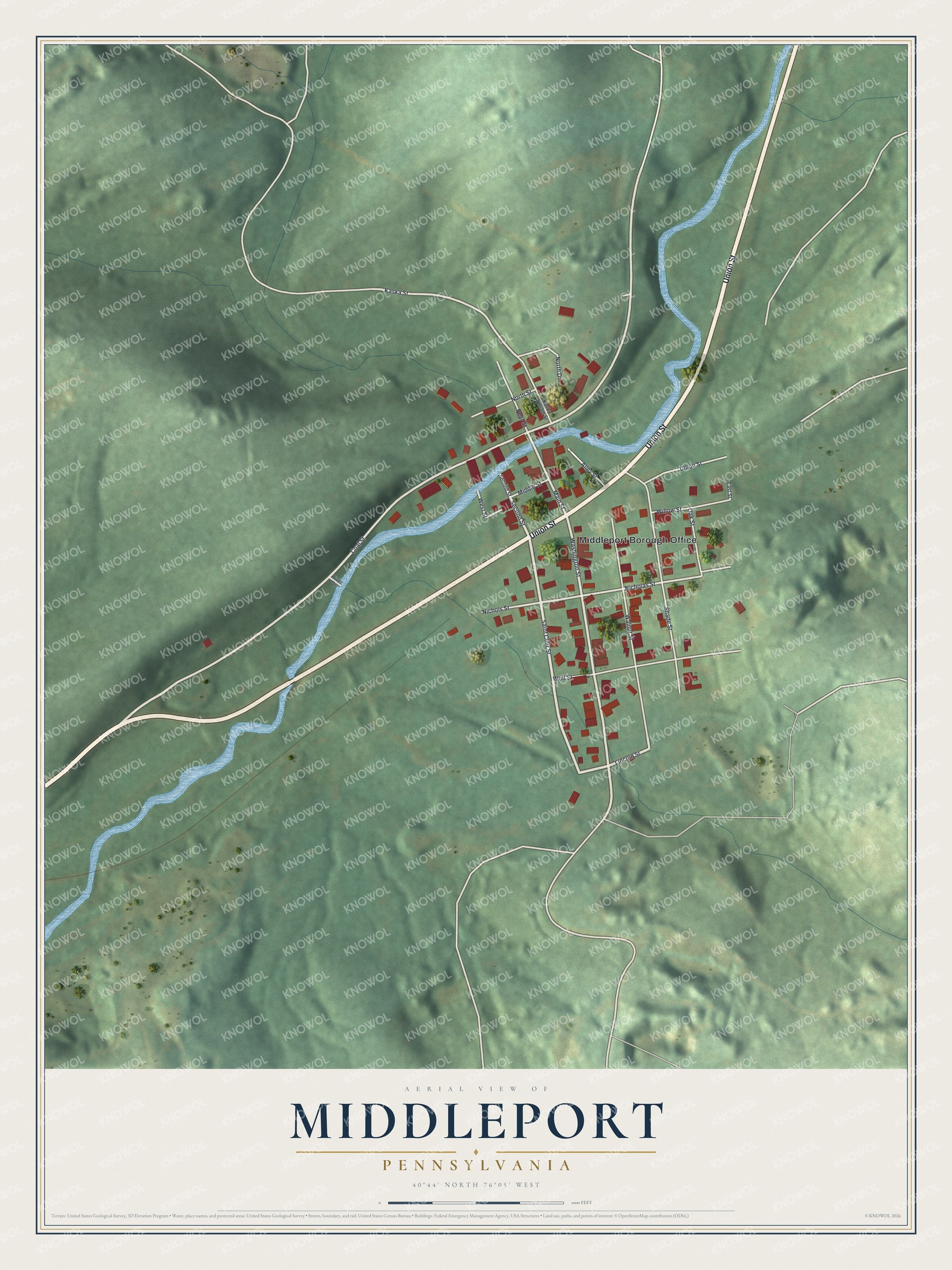 Watermarked full-map preview of Middleport, Pennsylvania