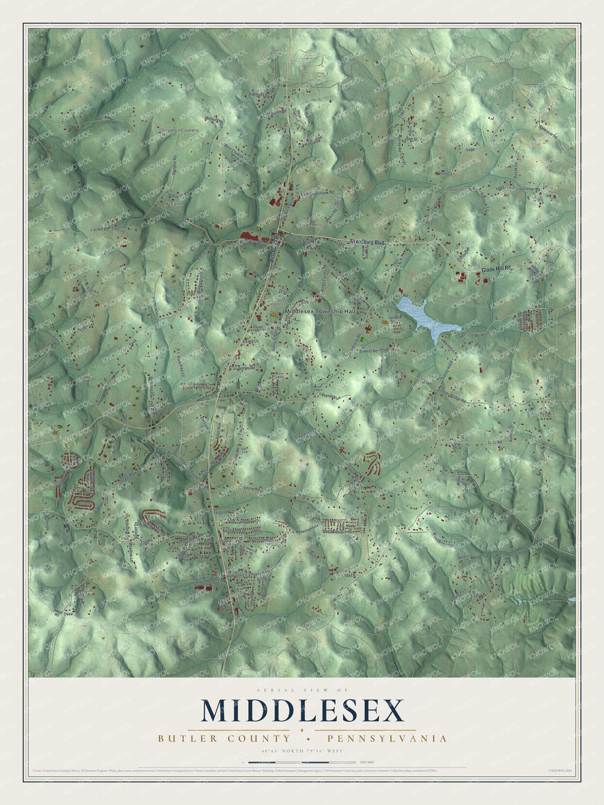 Watermarked full-map preview of Middlesex, Pennsylvania