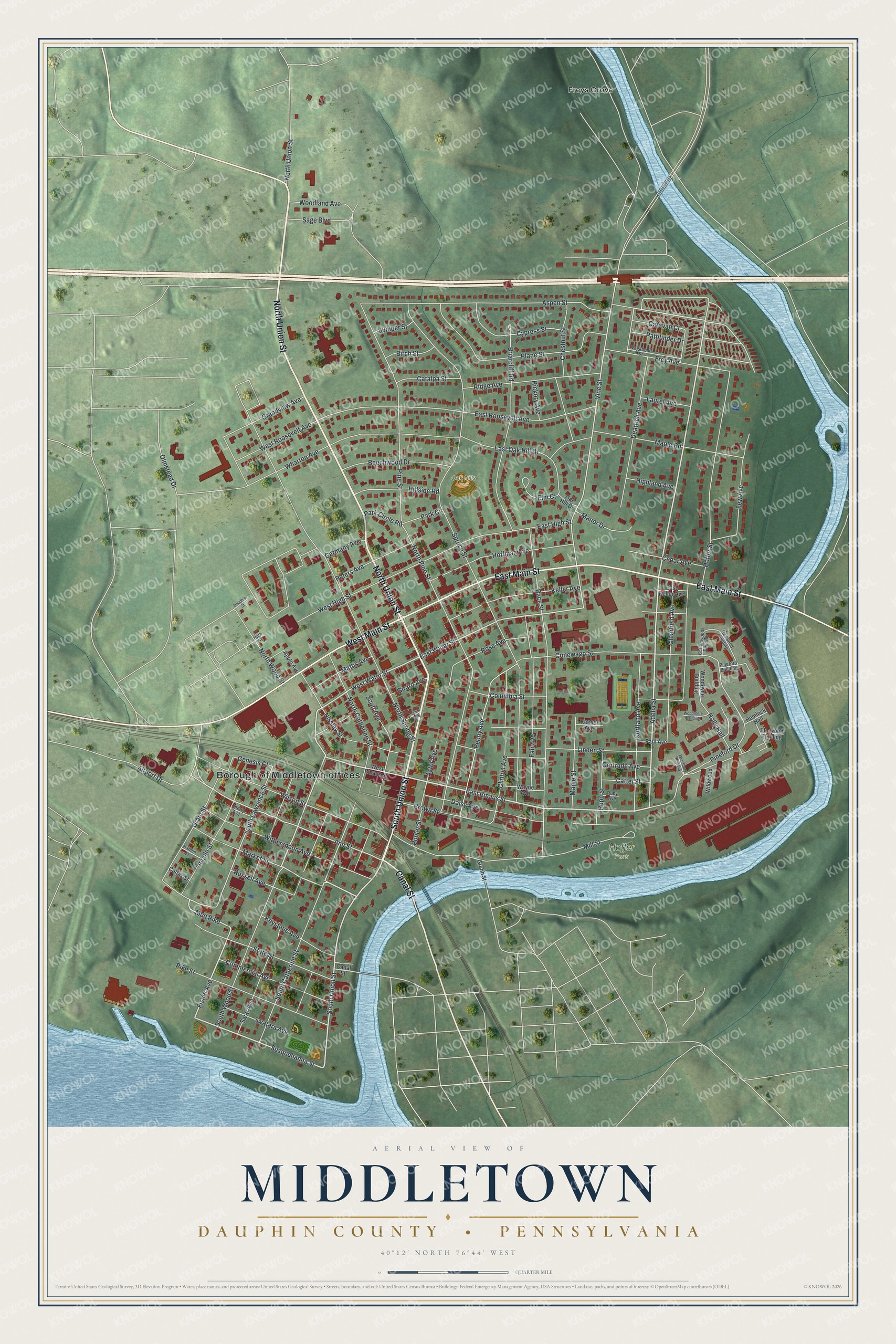 Watermarked full-map preview of Middletown, Pennsylvania