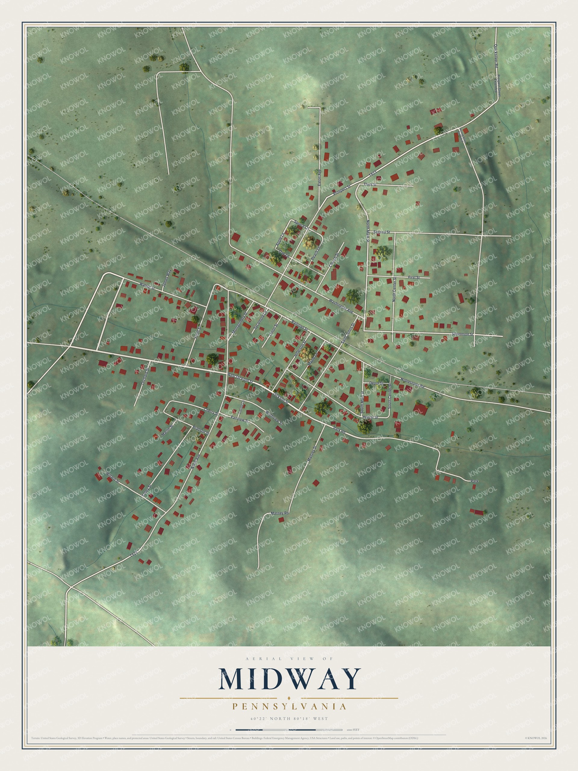 Watermarked full-map preview of Midway, Pennsylvania