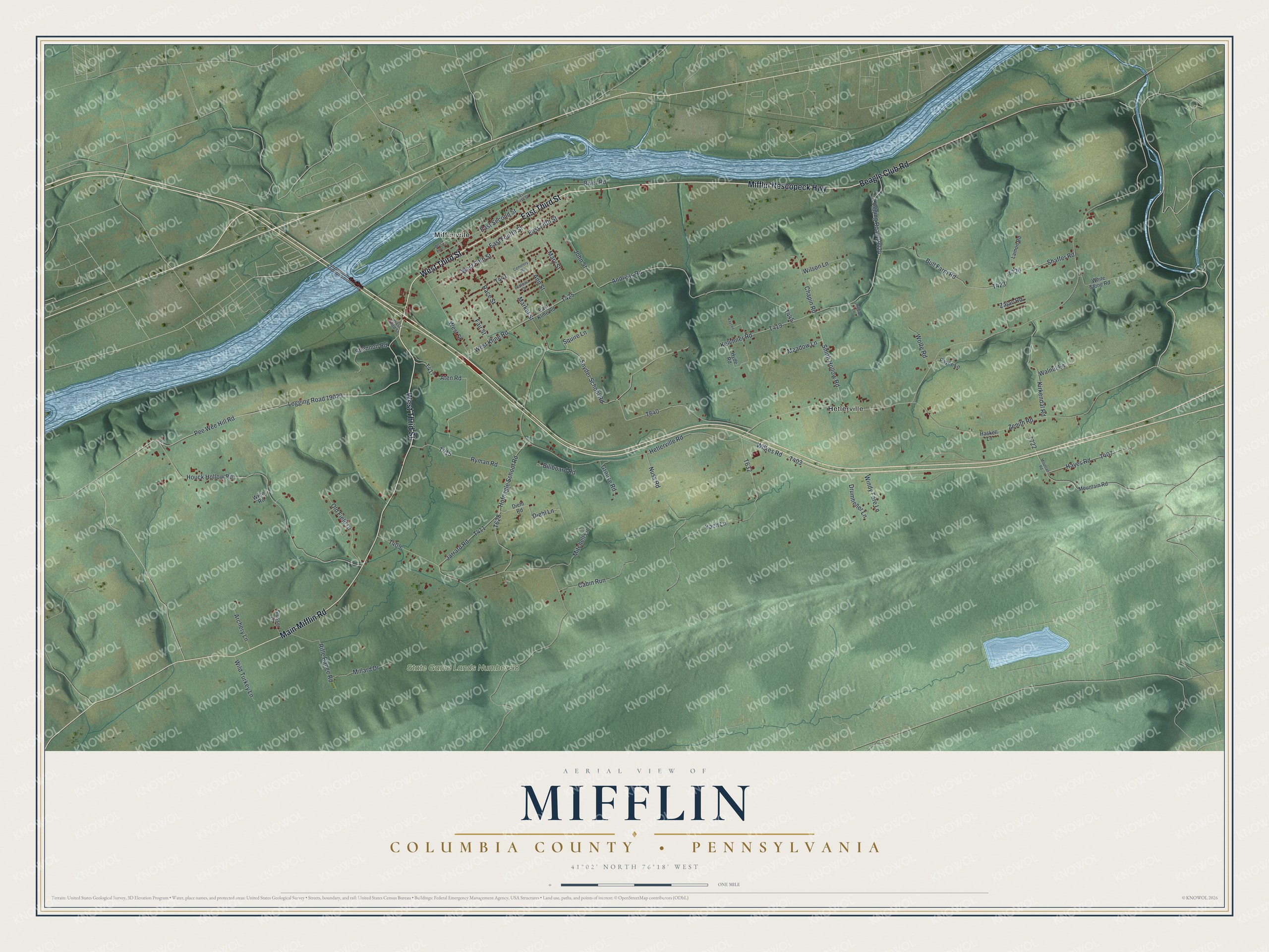 Watermarked full-map preview of Mifflin, Pennsylvania
