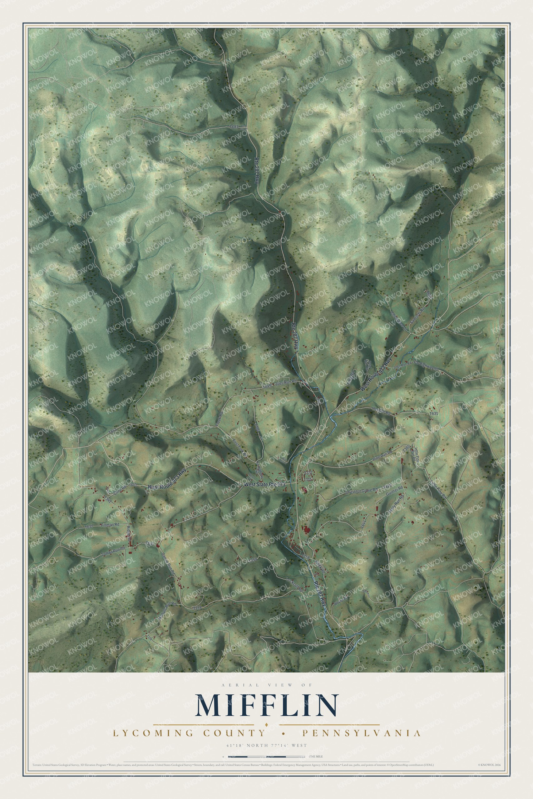 Watermarked full-map preview of Mifflin, Pennsylvania