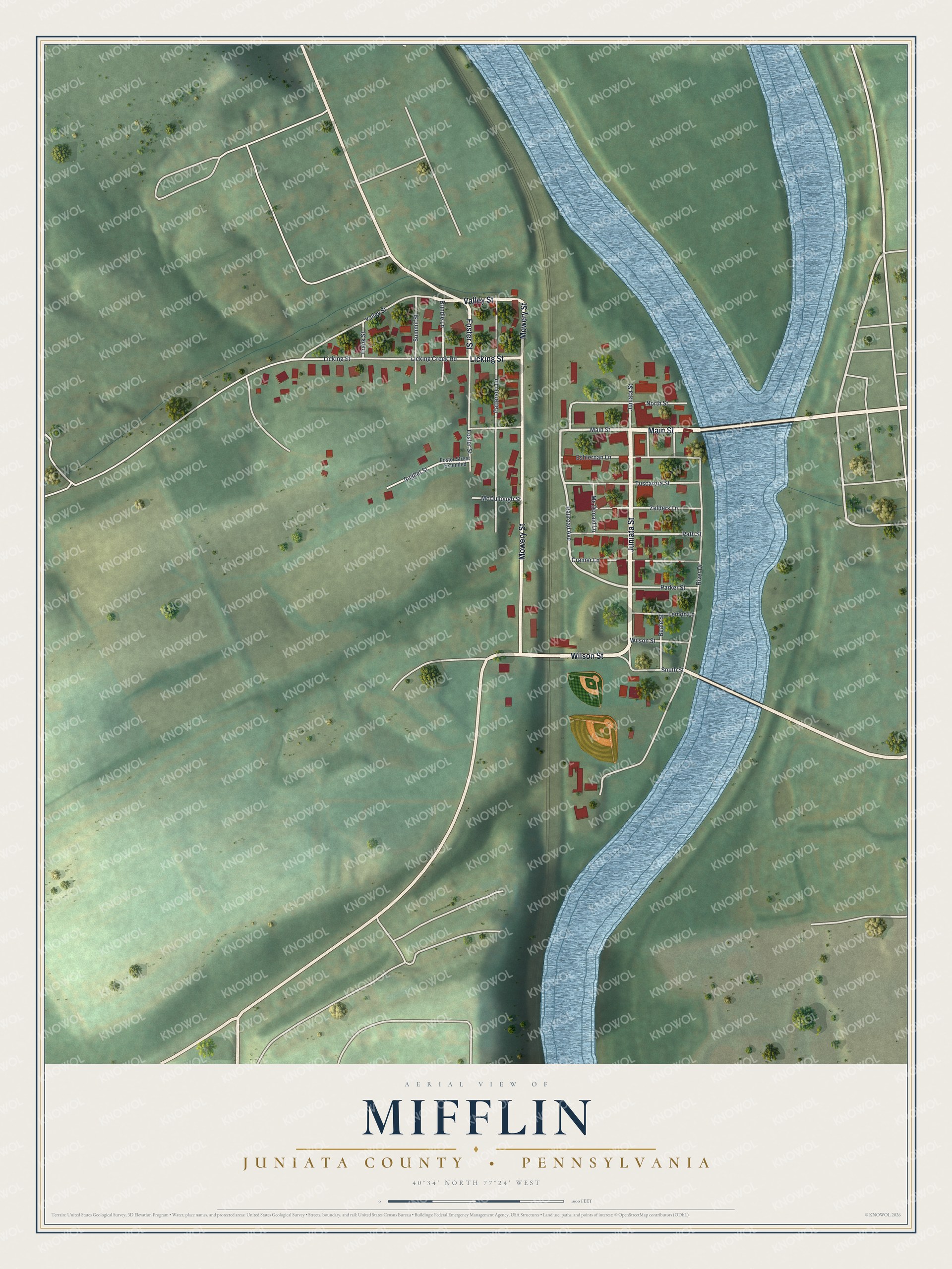 Watermarked full-map preview of Mifflin, Pennsylvania