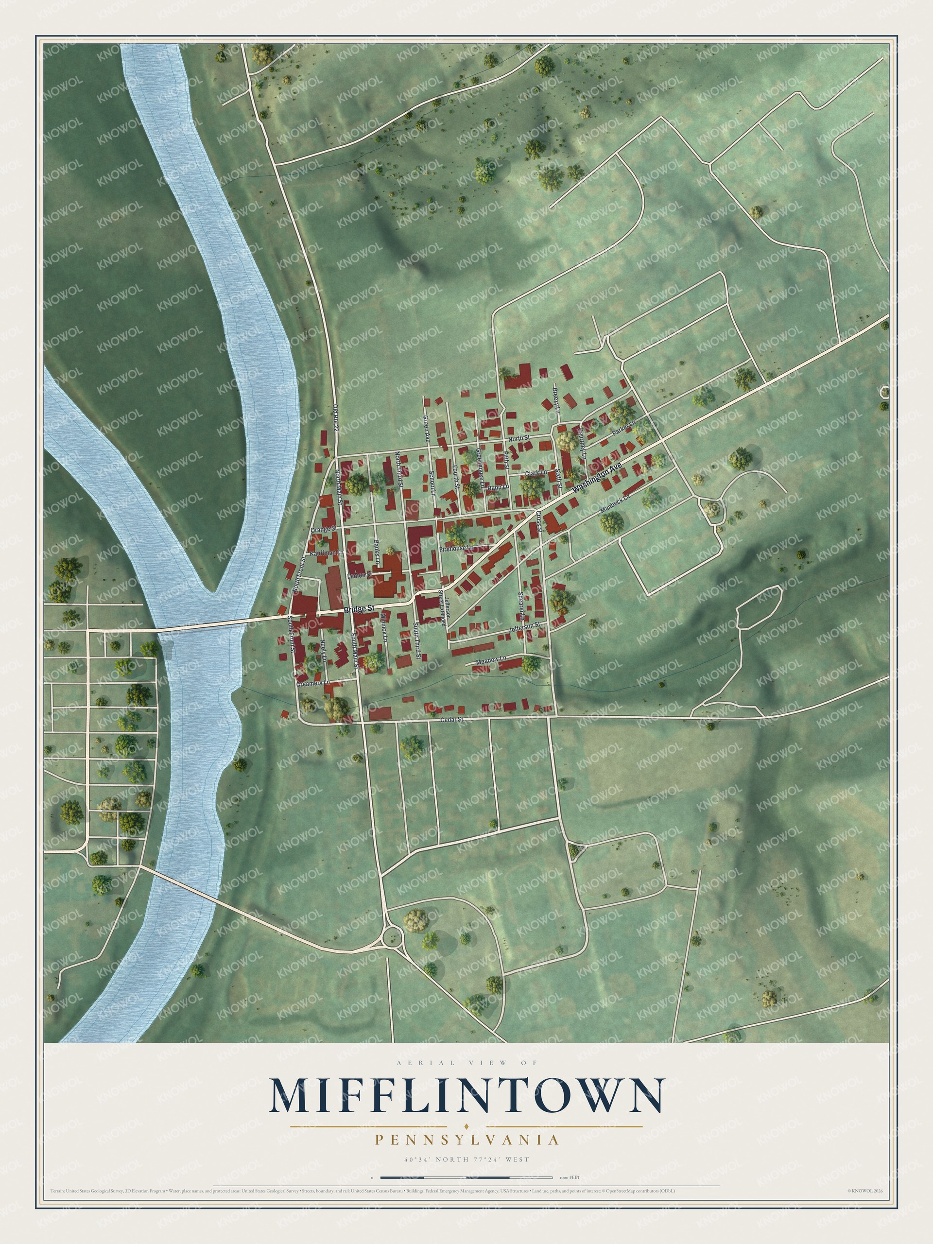 Watermarked full-map preview of Mifflintown, Pennsylvania