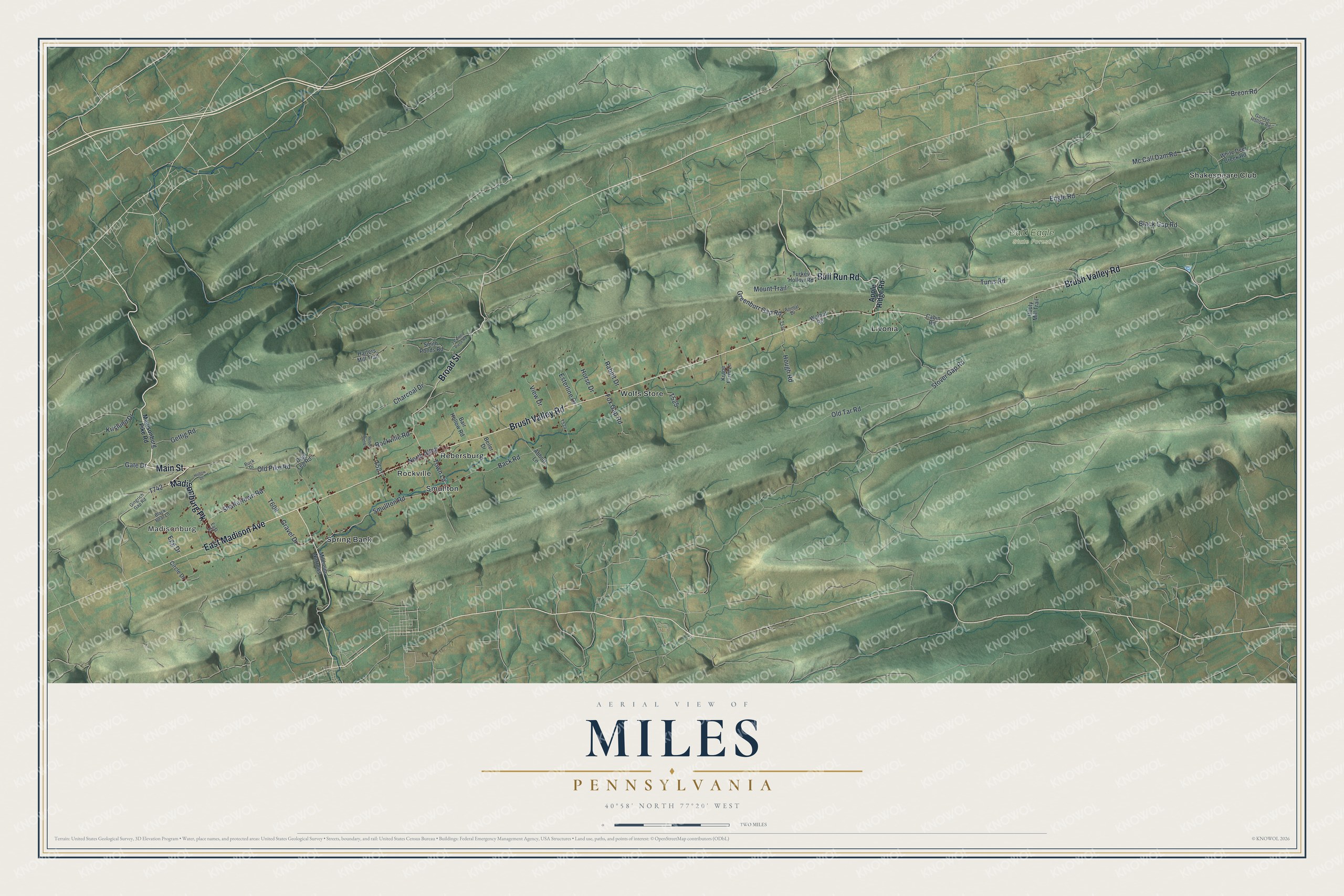 Watermarked full-map preview of Miles, Pennsylvania