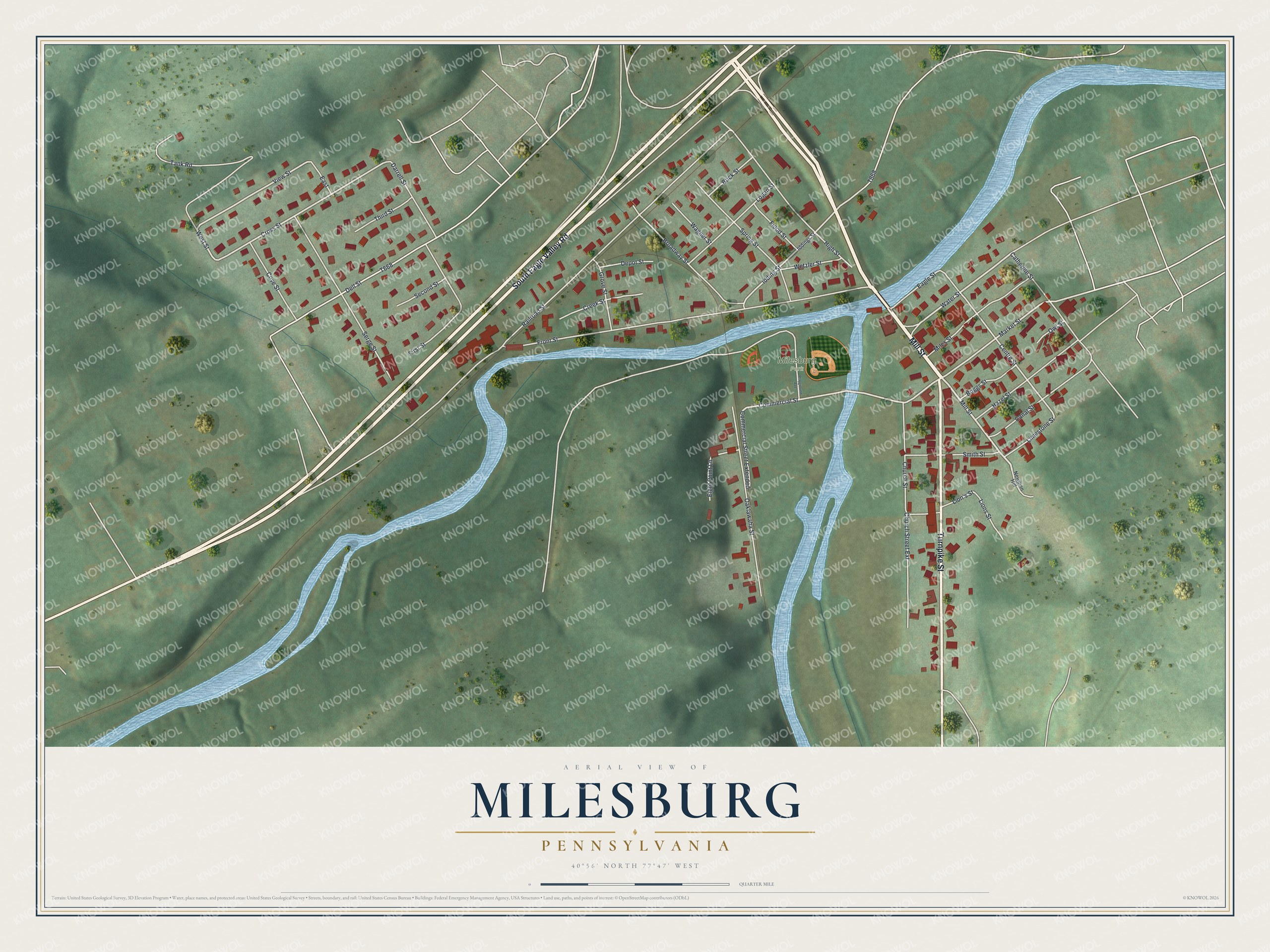 Watermarked full-map preview of Milesburg, Pennsylvania