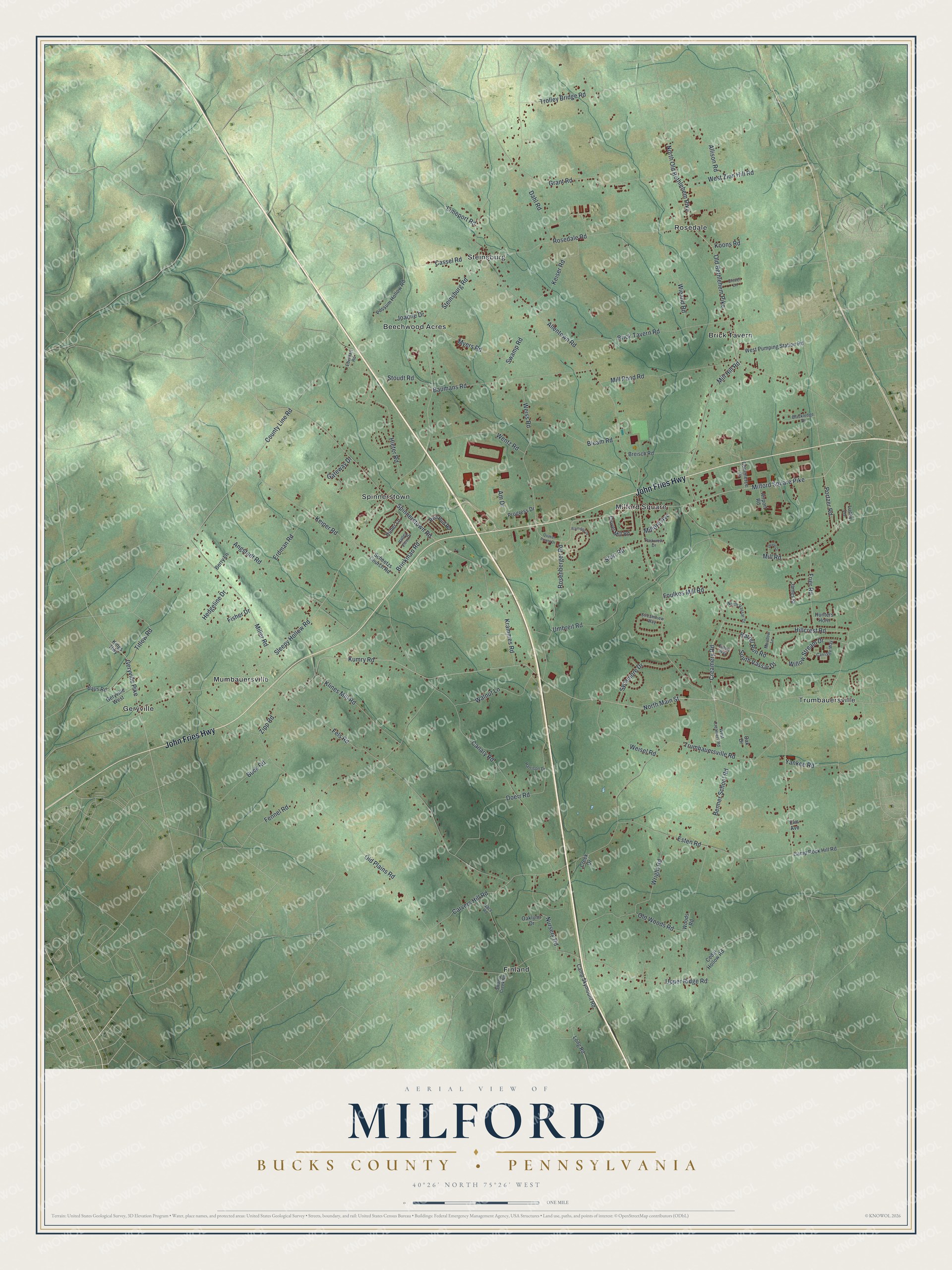 Watermarked full-map preview of Milford, Pennsylvania