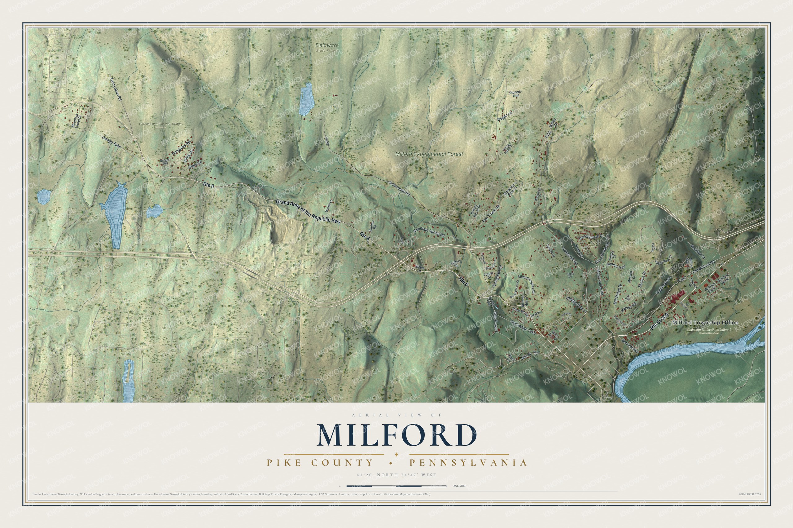 Watermarked full-map preview of Milford, Pennsylvania