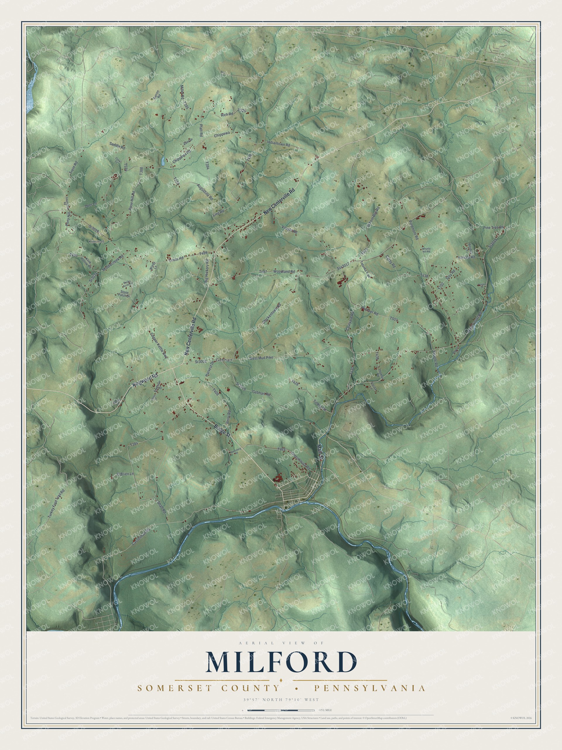 Watermarked full-map preview of Milford, Pennsylvania