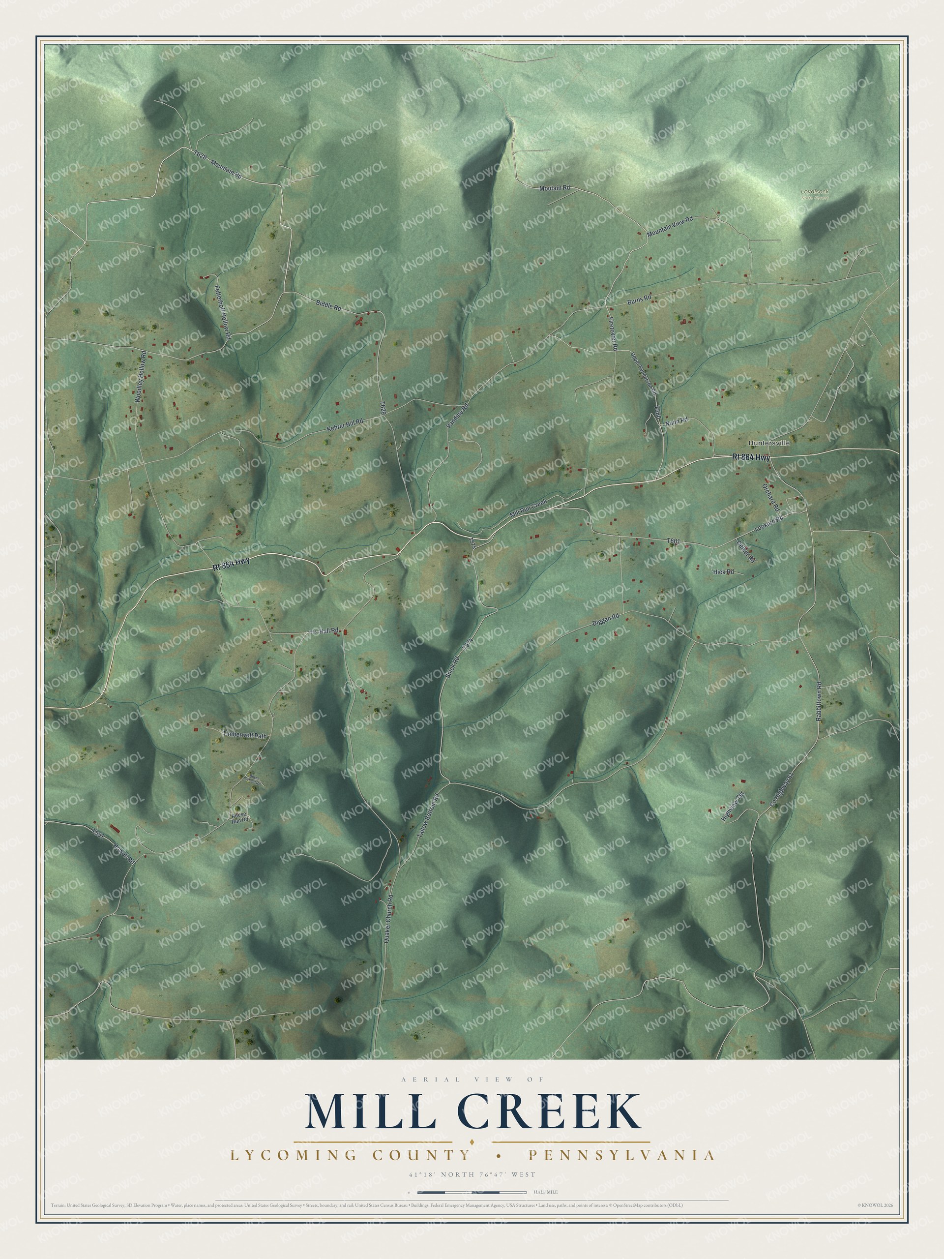 Watermarked full-map preview of Mill Creek, Pennsylvania
