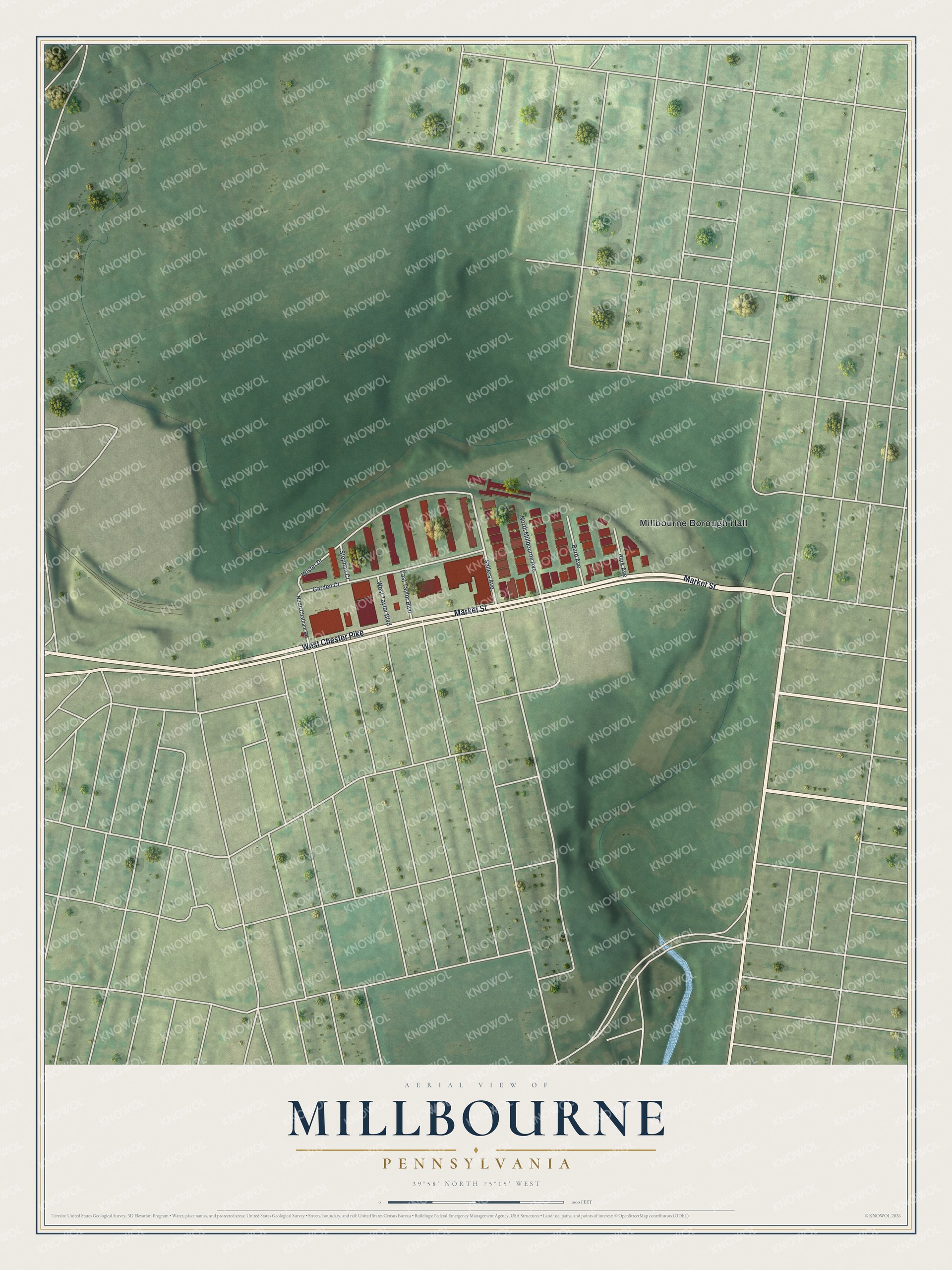 Watermarked full-map preview of Millbourne, Pennsylvania