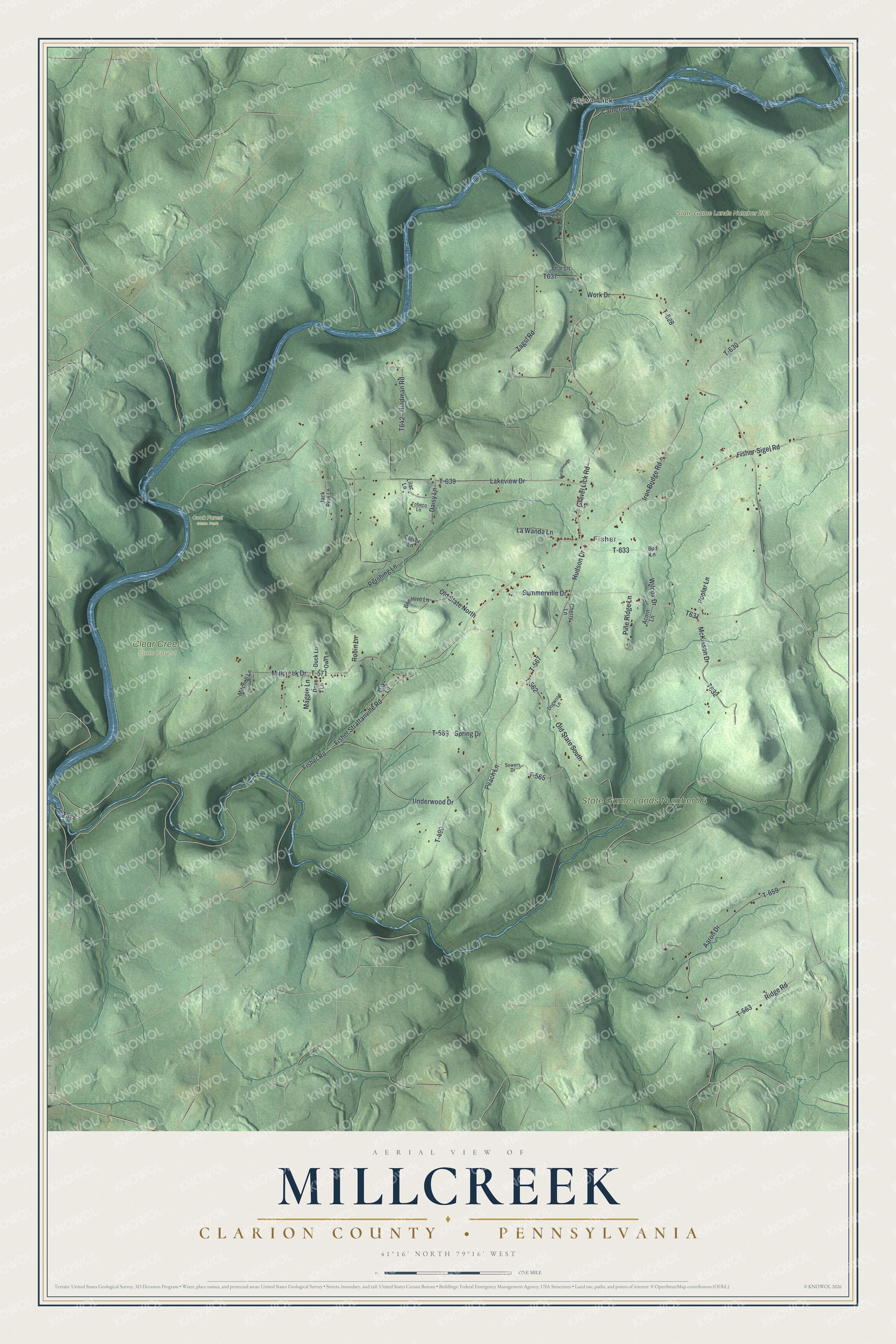 Watermarked full-map preview of Millcreek, Pennsylvania