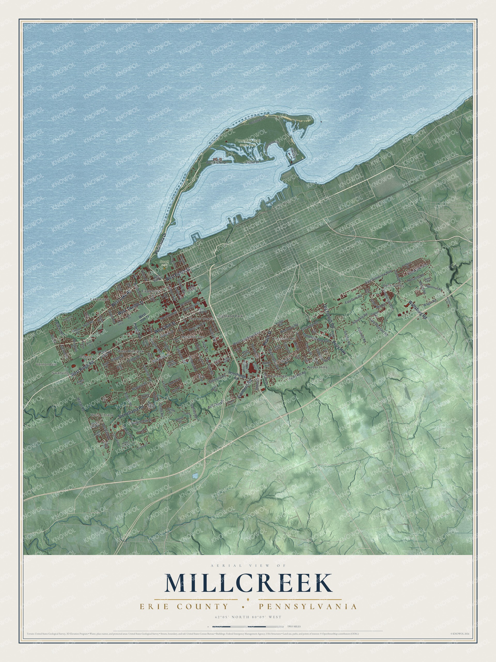 Watermarked full-map preview of Millcreek, Pennsylvania
