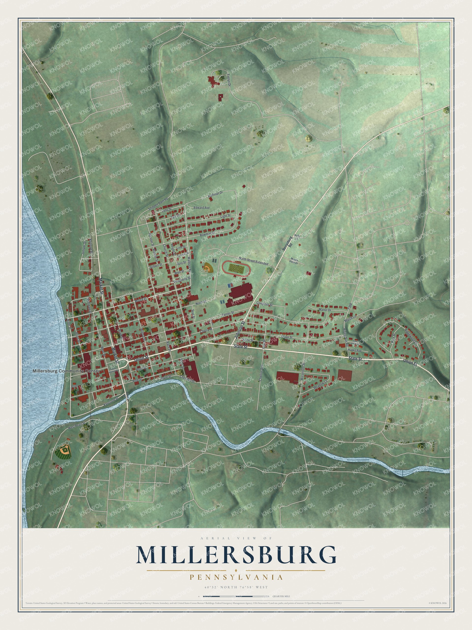 Watermarked full-map preview of Millersburg, Pennsylvania