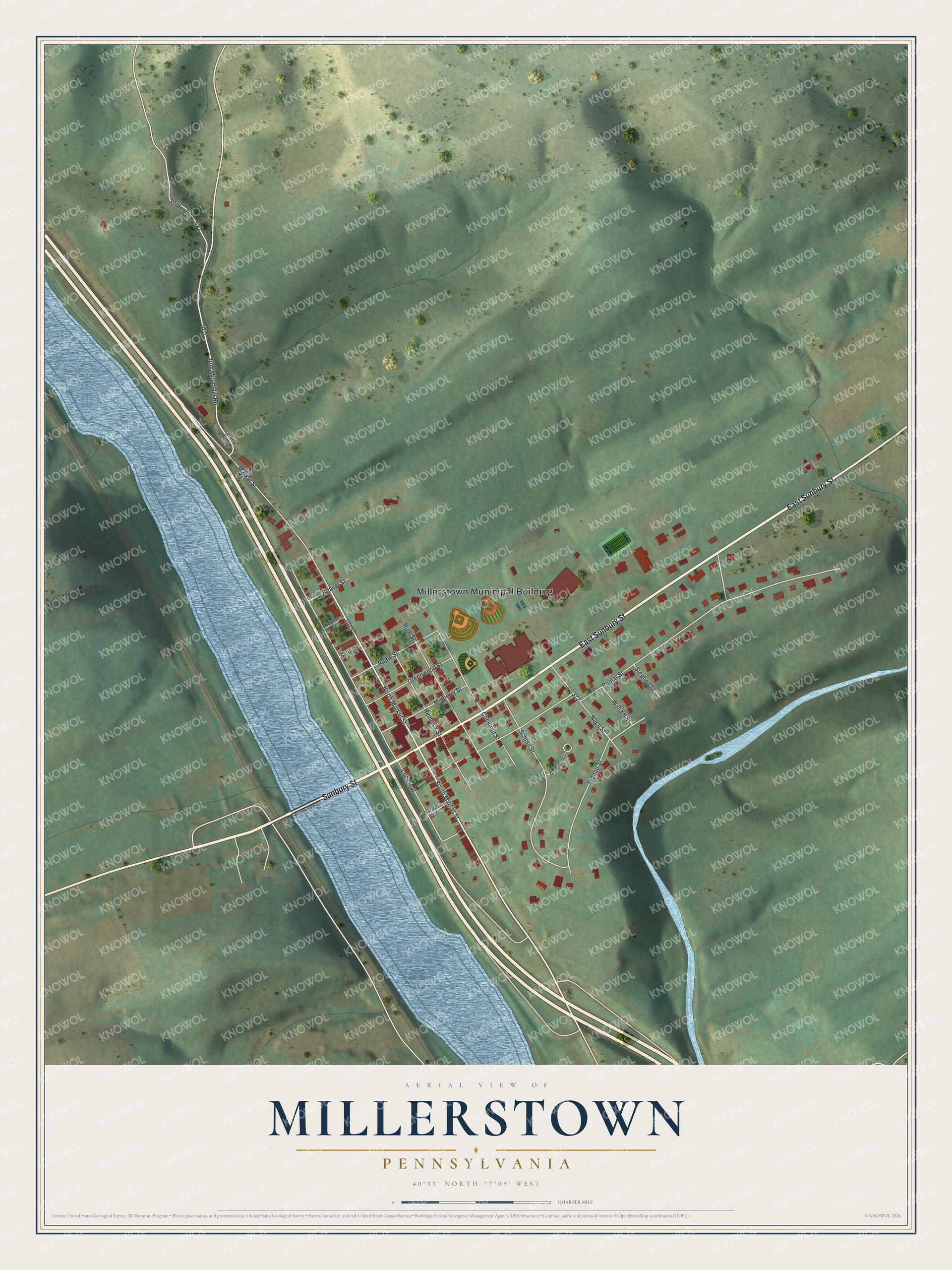 Watermarked full-map preview of Millerstown, Pennsylvania