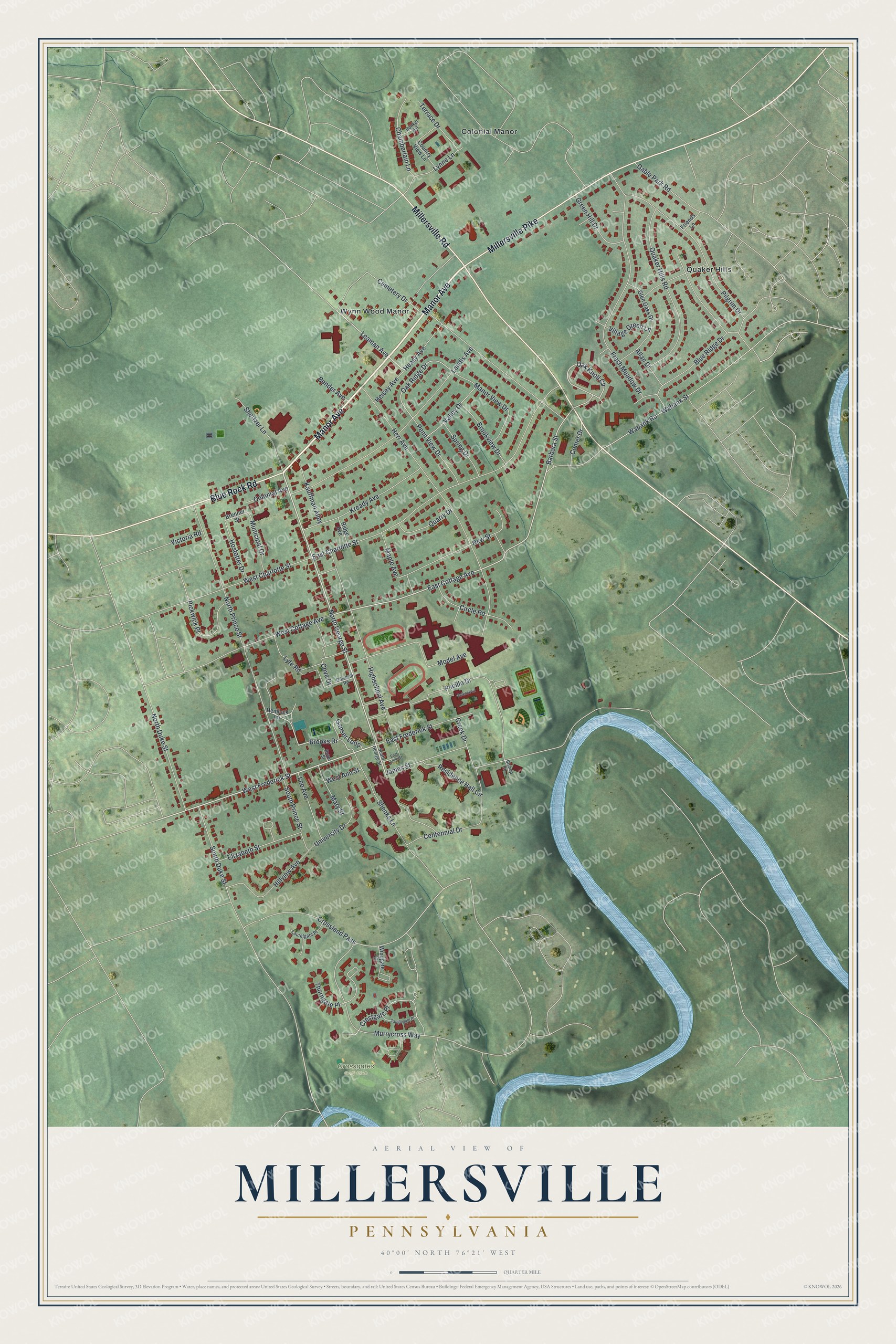 Watermarked full-map preview of Millersville, Pennsylvania