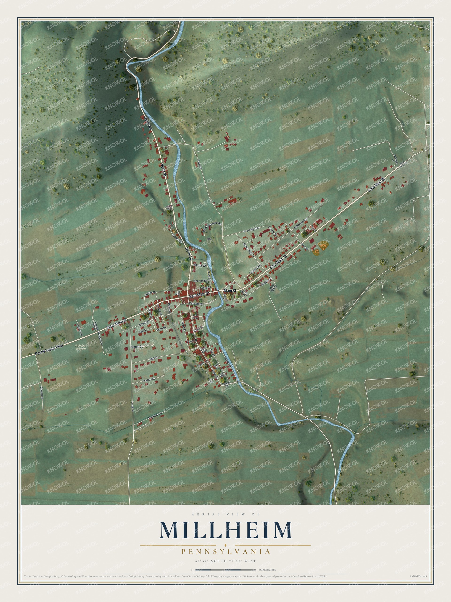 Watermarked full-map preview of Millheim, Pennsylvania