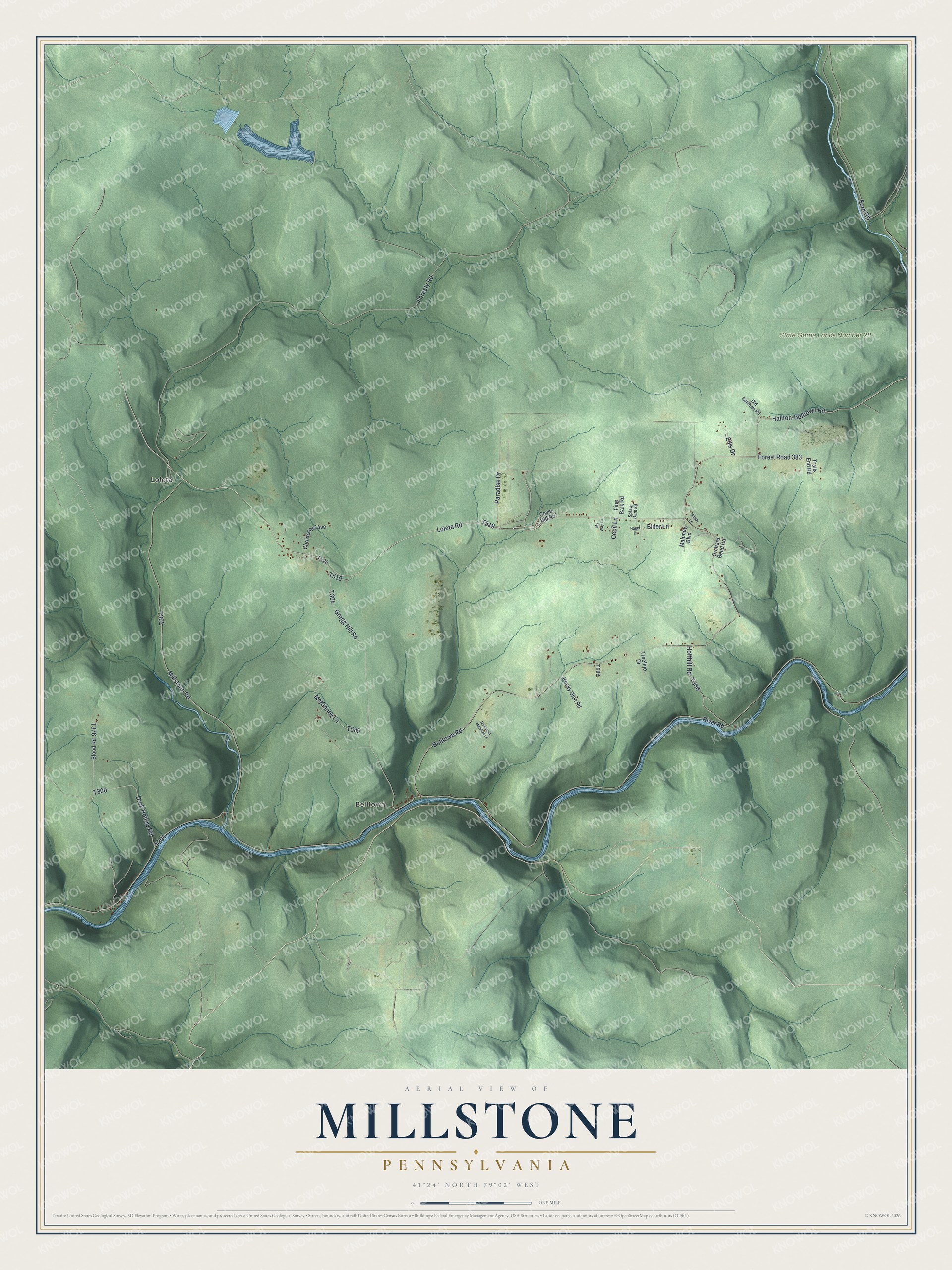 Watermarked full-map preview of Millstone, Pennsylvania